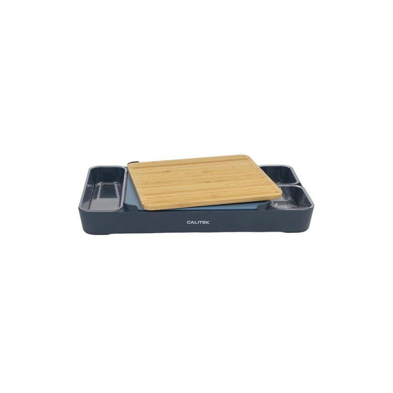 Calitek Chopping Board Set 1 Bamboo and 1 BPA Free Plastic Cutting Board - Blue