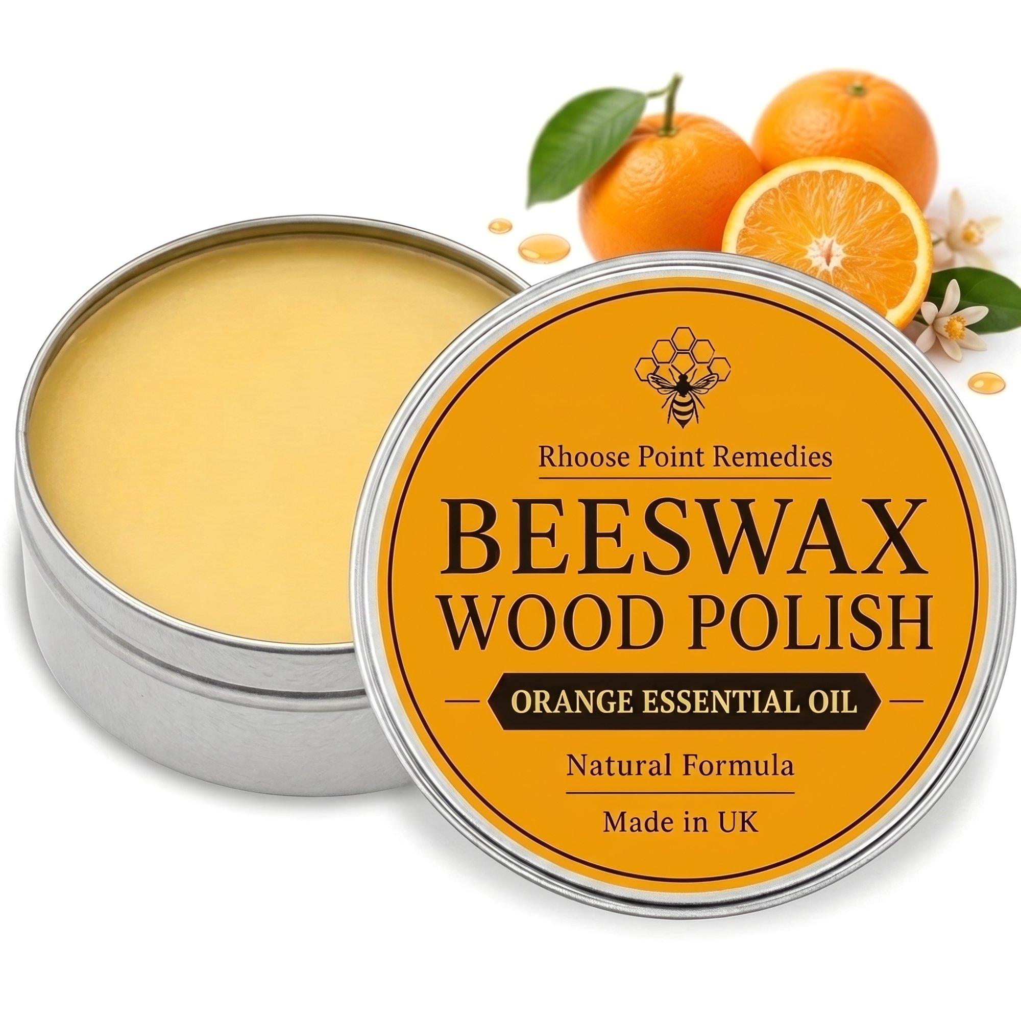 Rhoose Point Remedies Beeswax Polish for Wood & Furniture with Orange - 100ml