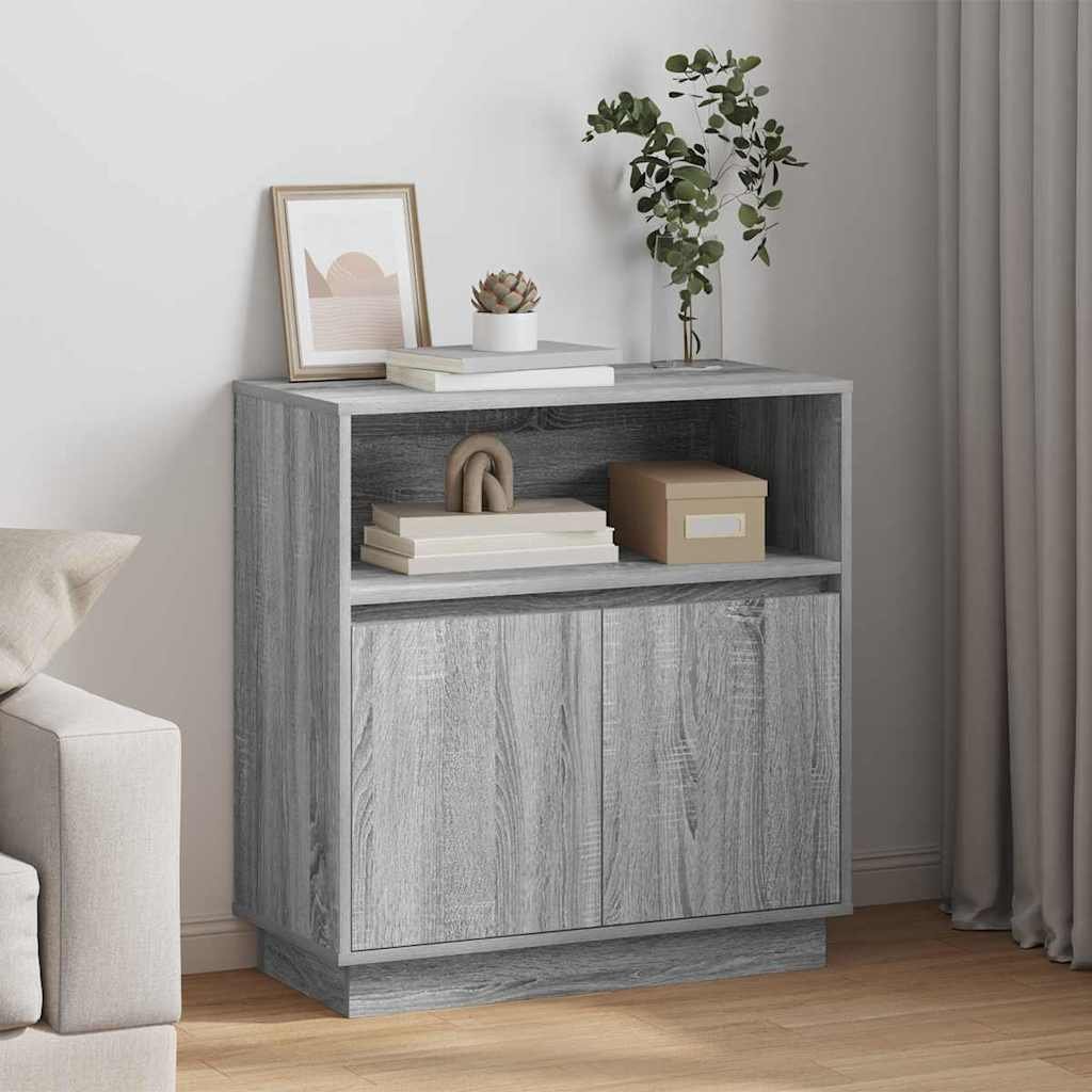 Walplus LED Engineered Wood Sideboard - Grey Sonoma - 71 x 34.5 x 75 cm