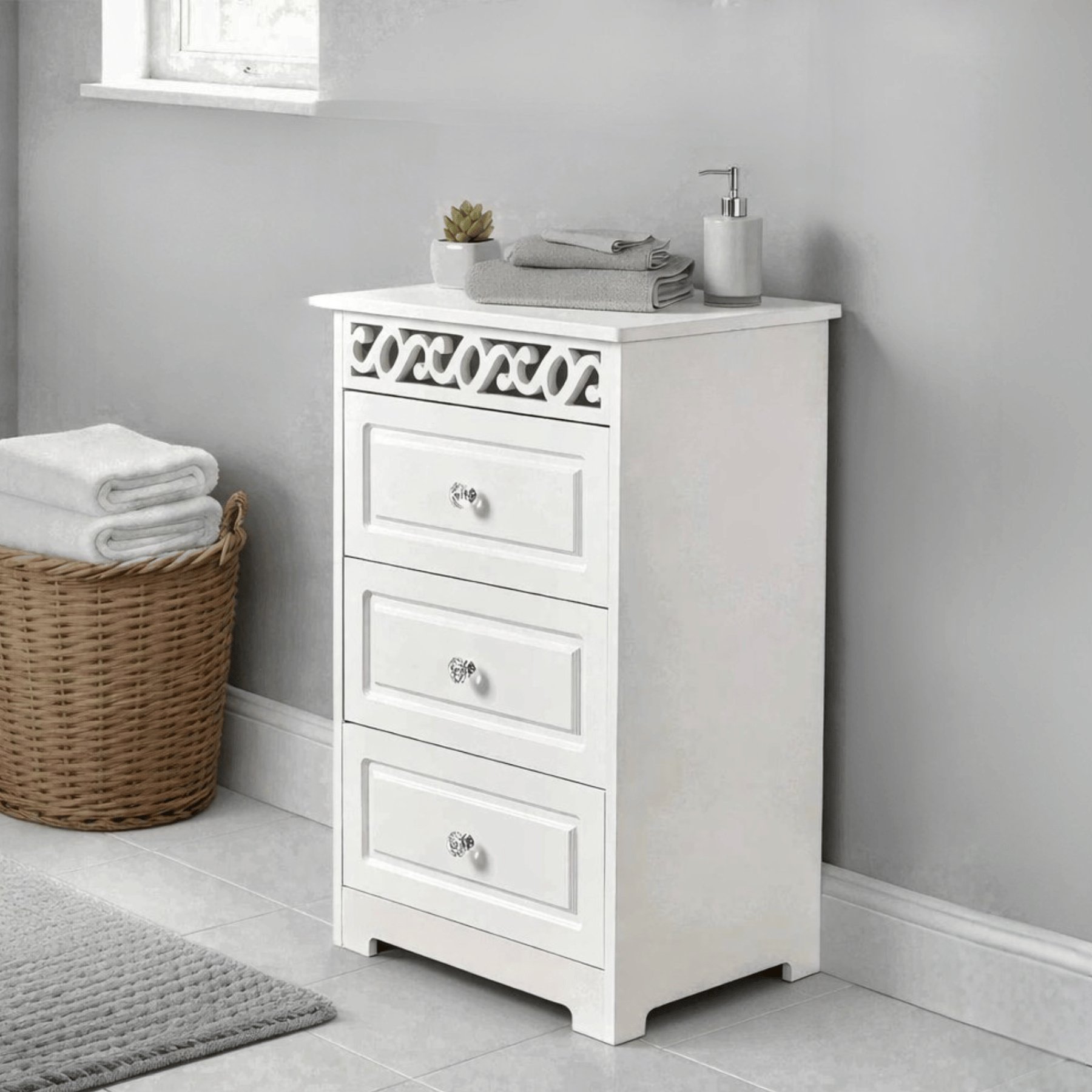 Home Source Whitehaven 3 Drawer Storage Unit – White