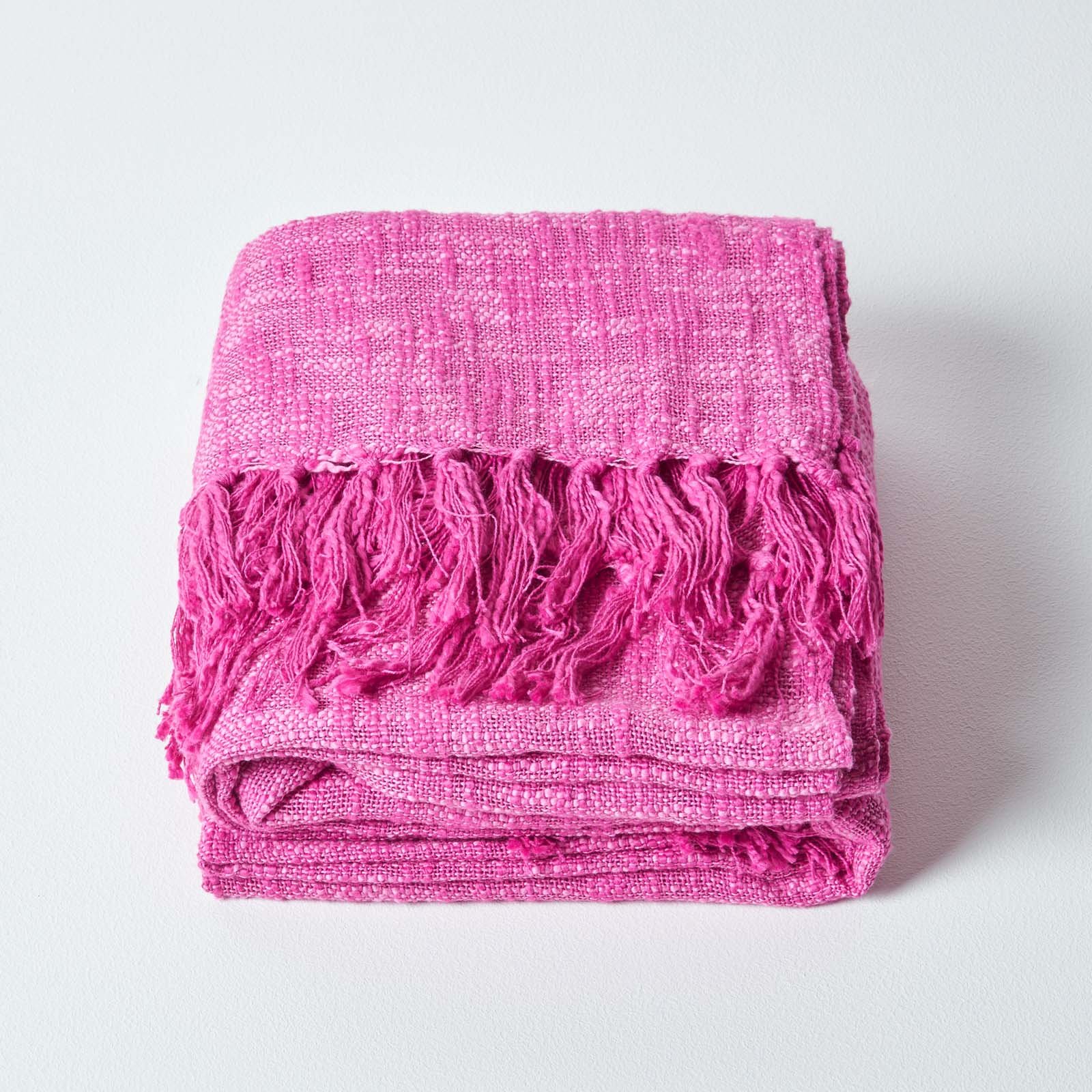 Homescapes Slub Cotton Nirvana Throw - 150 x 200 cm - Pink