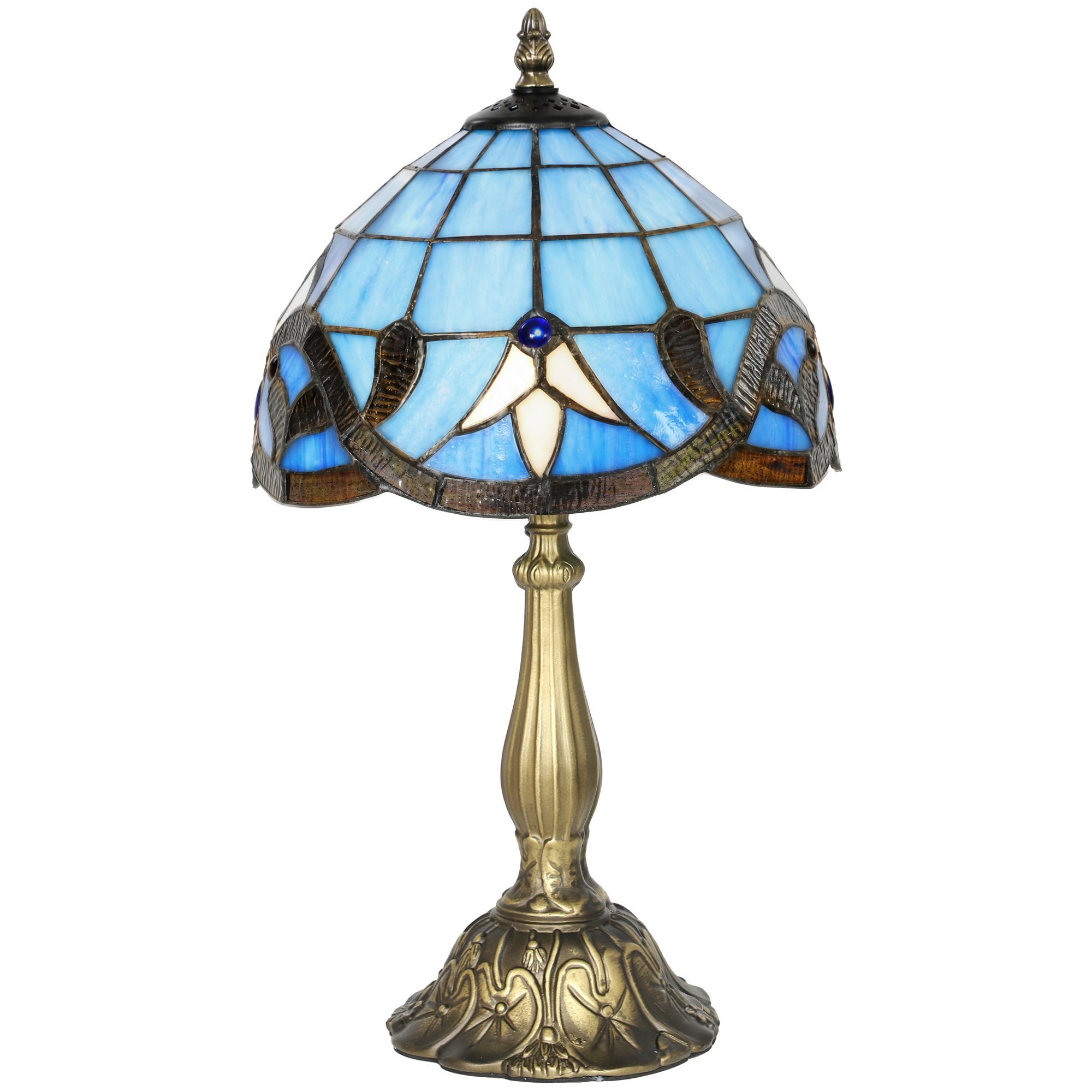 HOMCOM Tiffany 45cm Stained Glass Table Lamp – Purple