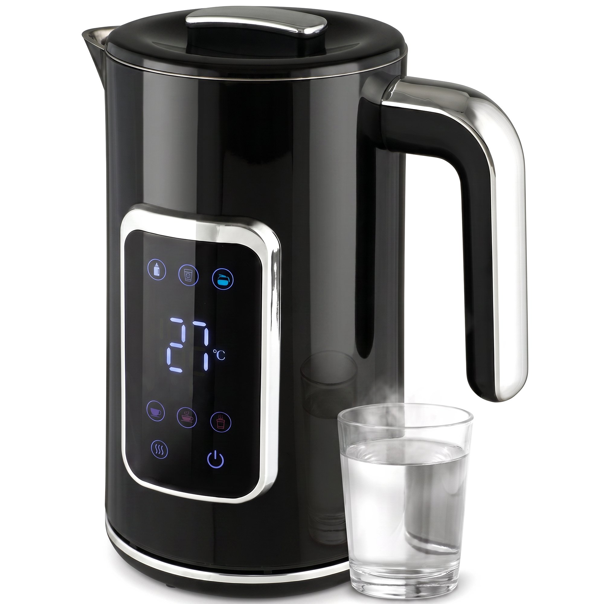 HOMCOM 1.7L Electric Kettle with LED Display and Adjustable Temperature - Black