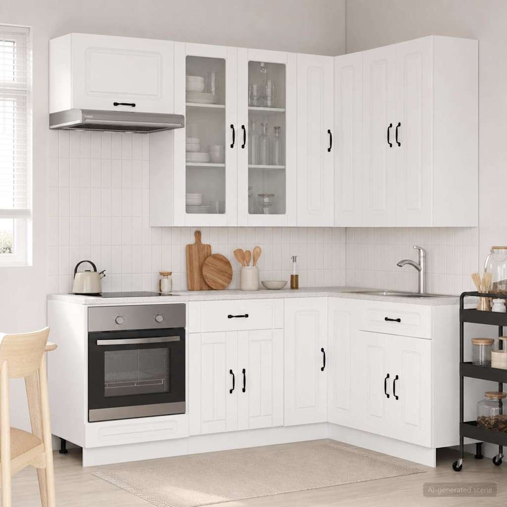 Walplus 8 Piece Engineered Wood Kitchen Unit Set - White