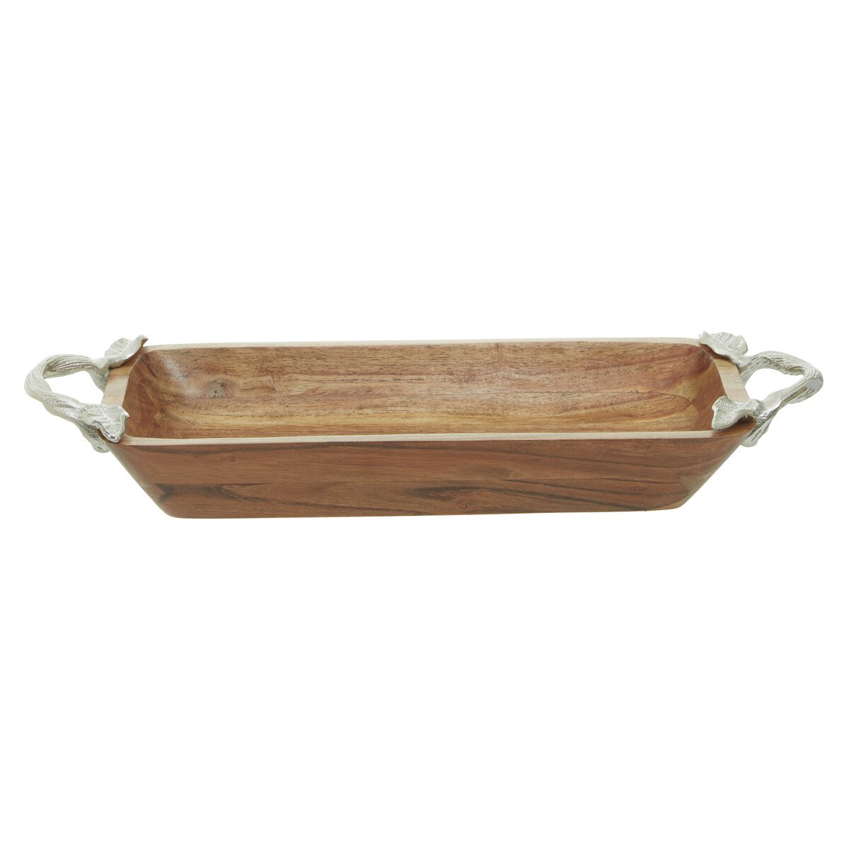 Orsina Vine Acacia Wood Rectangular Bowl - Silver