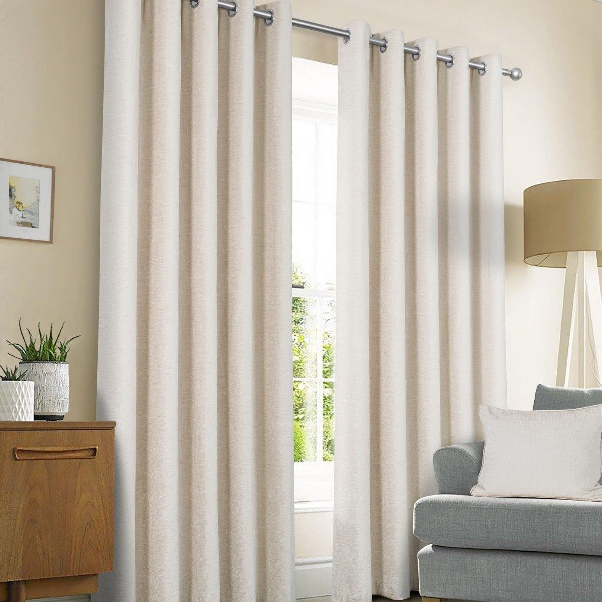 Sundour Amberley Eyelet Curtains - Natural - 117 x 137cm