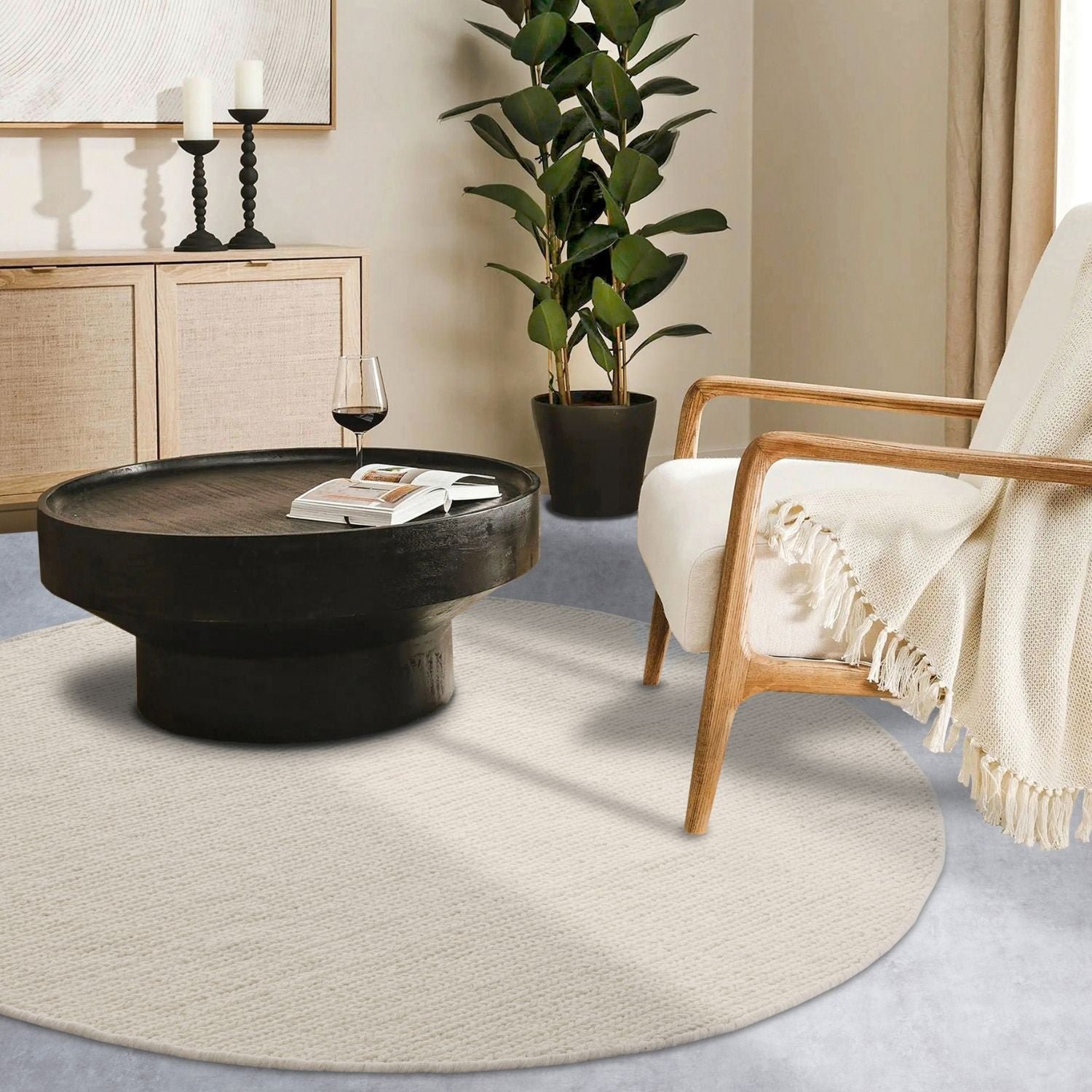 Villeroy & Boch Cream 1748 Francois Handmade Wool Round Rug - 160cm