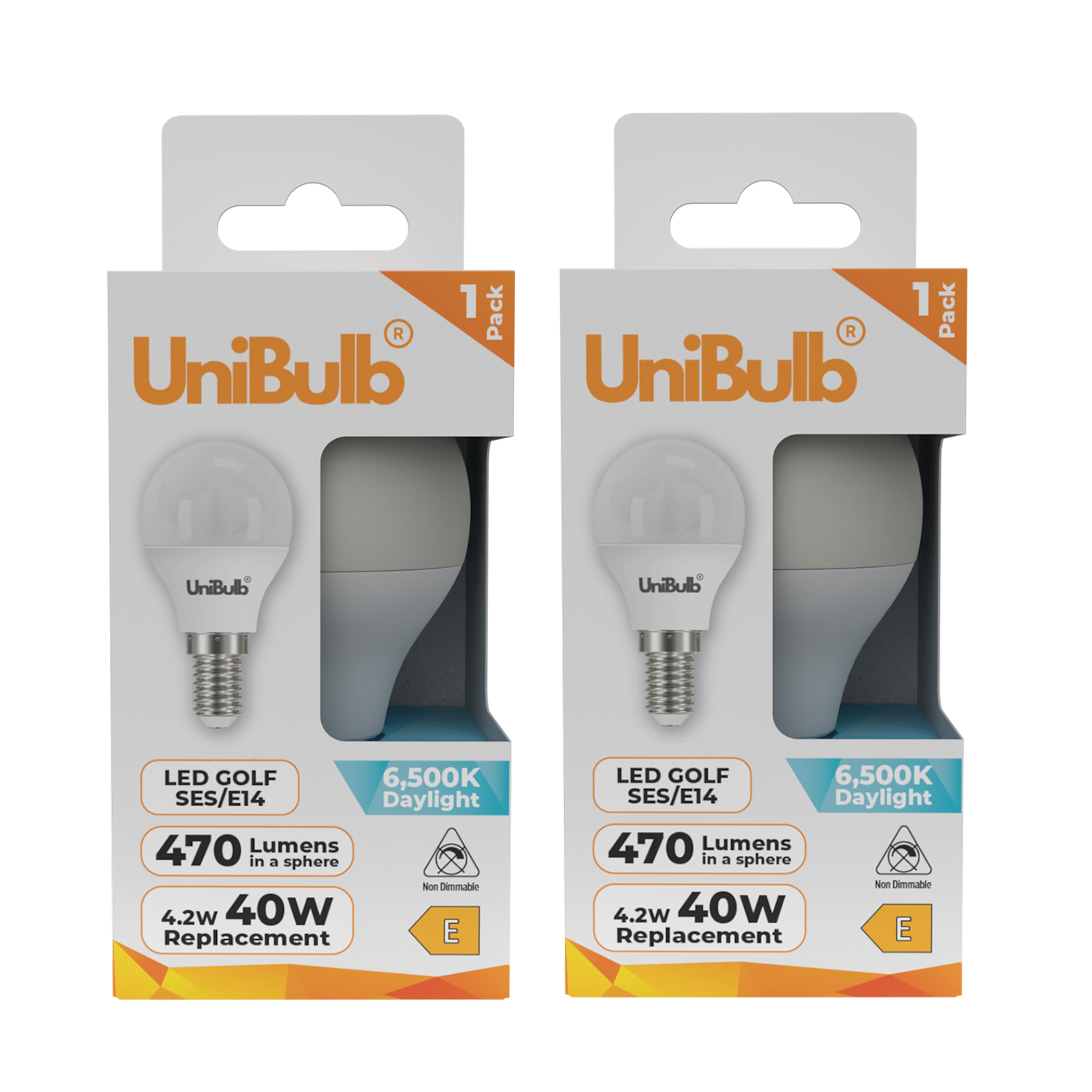 UniBulb 4.2W LED Daylight Golf Ball E14 Light Bulb - Pack of 2