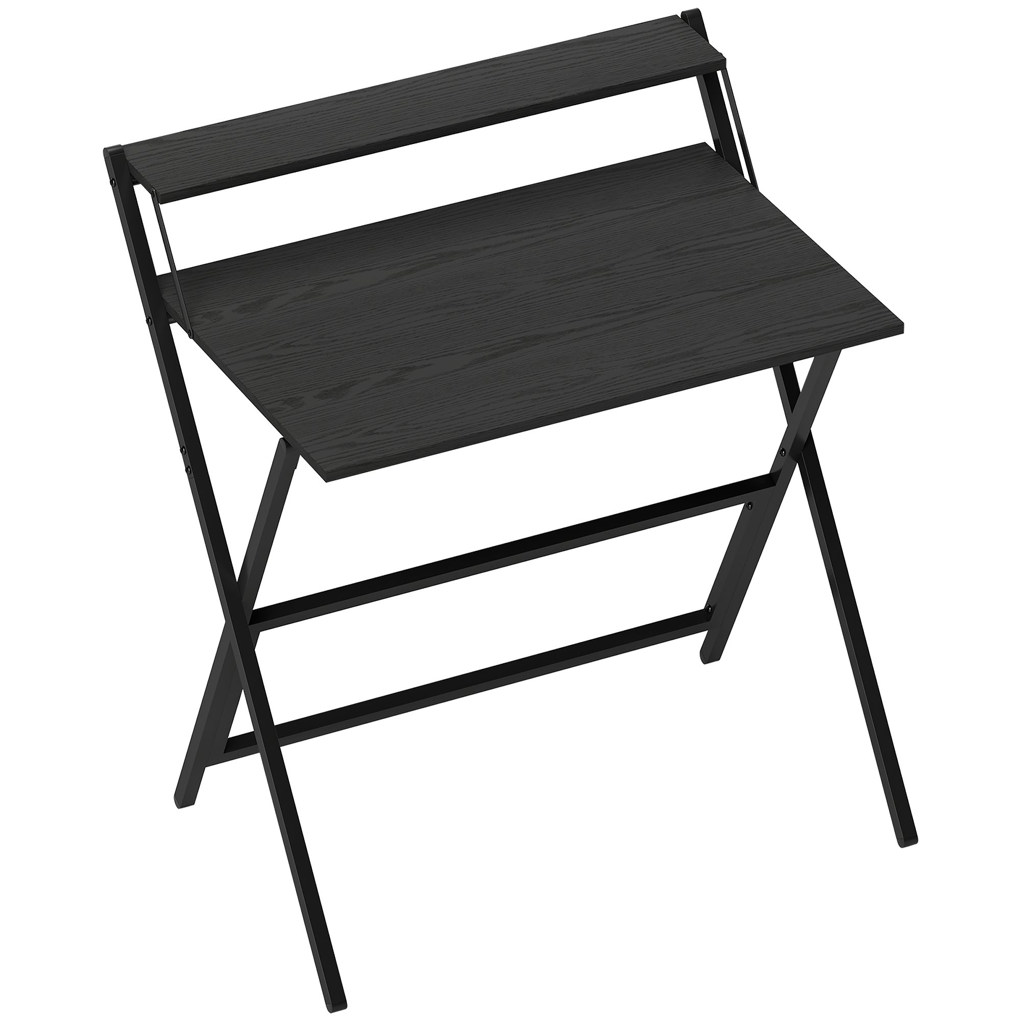 HOMCOM 81.5 cm Foldable Computer Desk with Monitor Shelf - Black