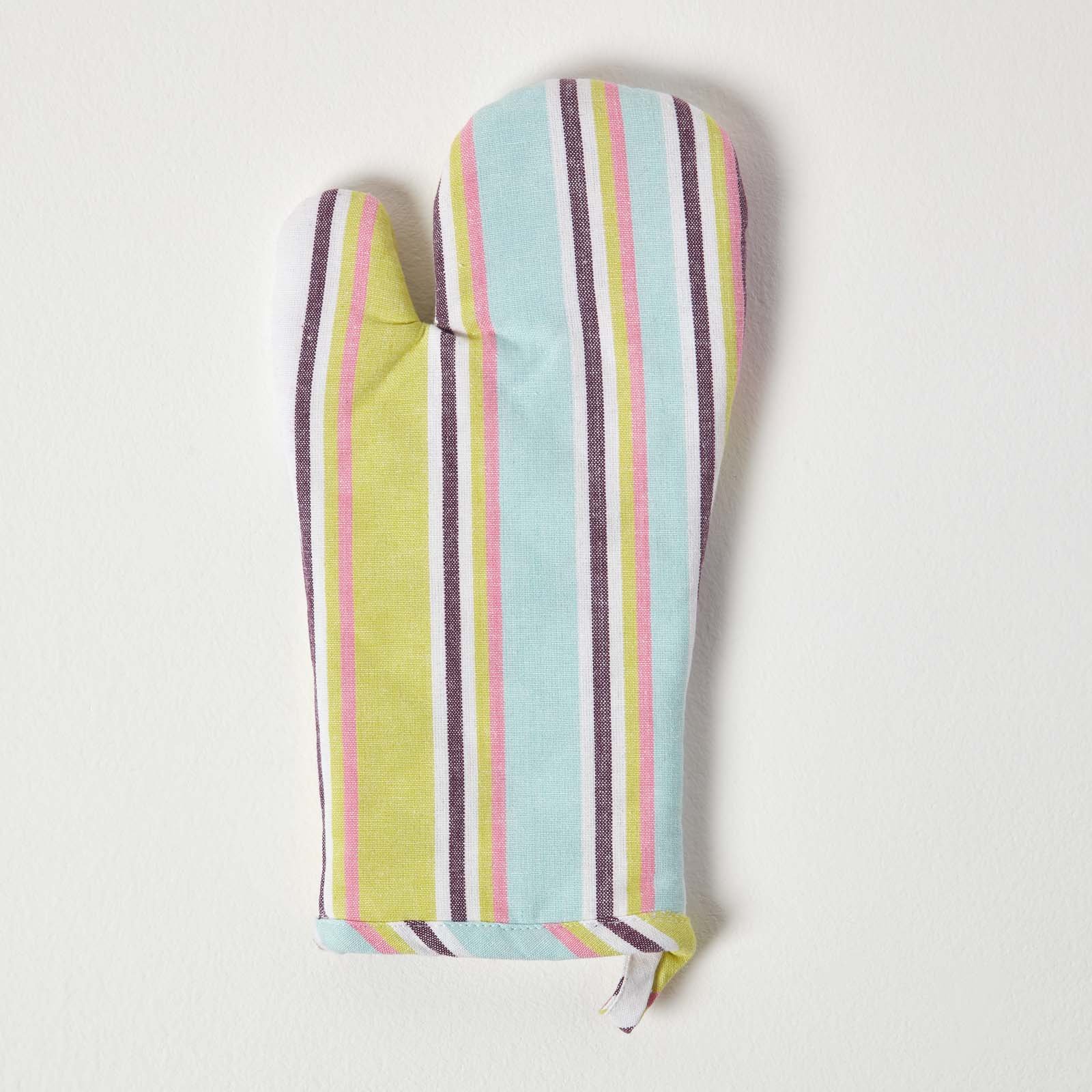 Homescapes Cotton Osaka Oven Gloves - Green