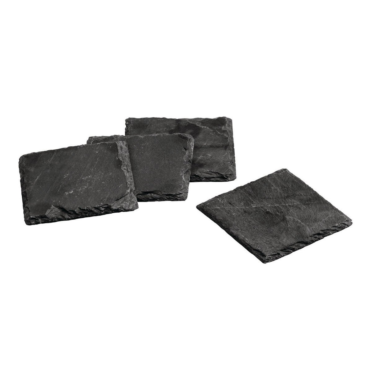 Orsina Set Of 4 Preto Slate Square Coasters - Black