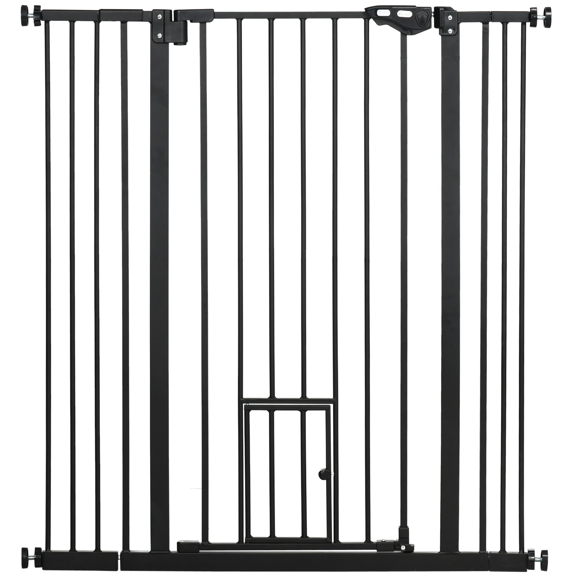 PawHut Auto Close Cat Flap Dog Gate - 74-101cm x 104cm - Black