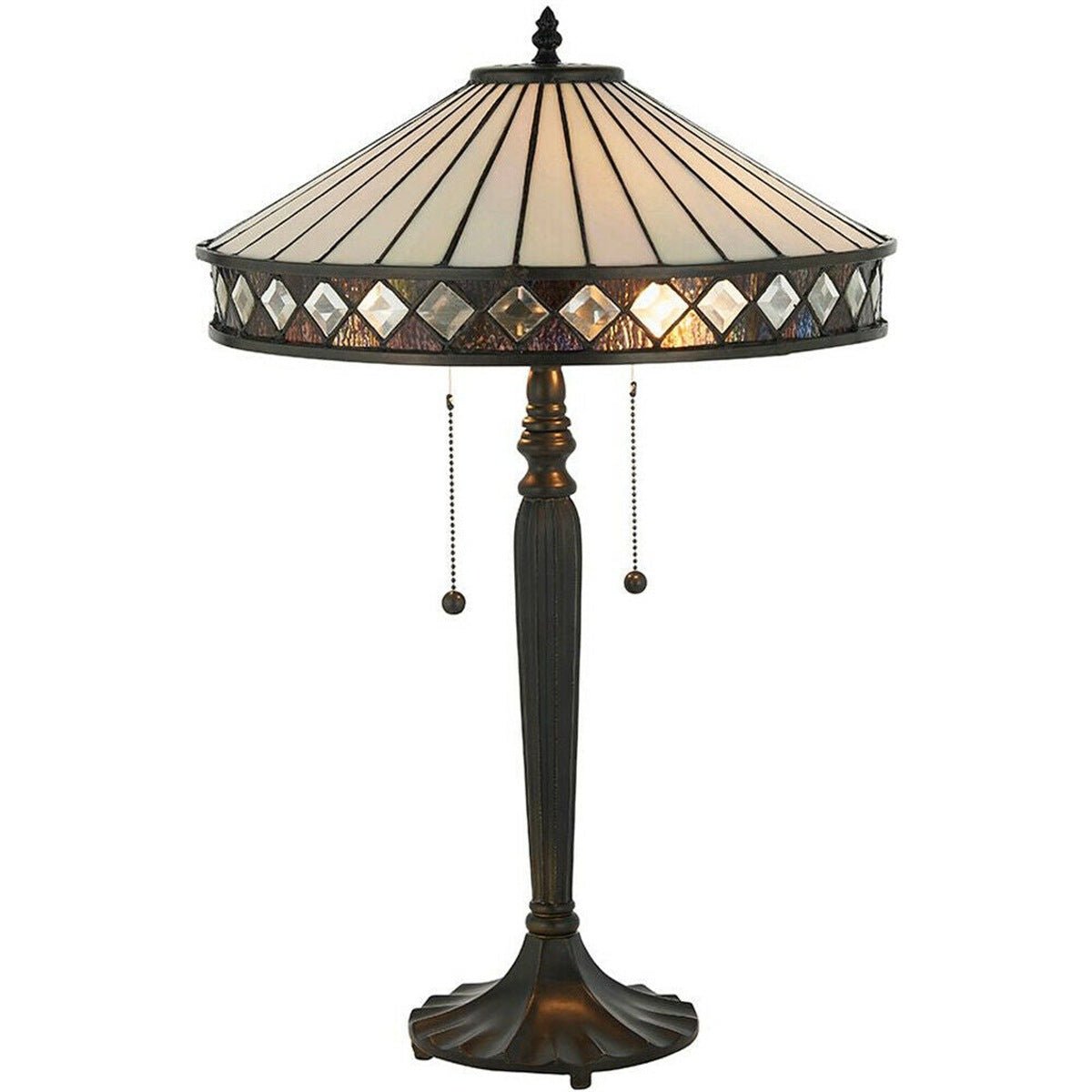 Loops Direct 41.5cm Diameter Glass Table Lamp - Dark Bronze
