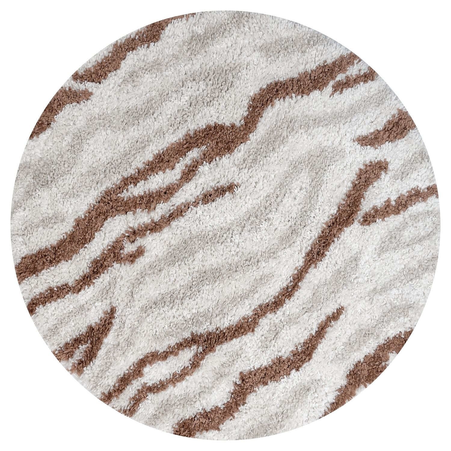 The Rugs Terracotta Moodi Abstract Round Shaggy Rug - 120cm