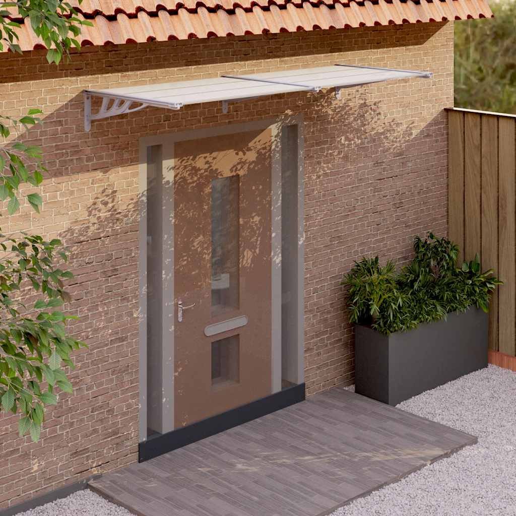 Walplus Polycarbonate Door Canopy - Grey and Transparent - 239 x 90 x 27.5 cm
