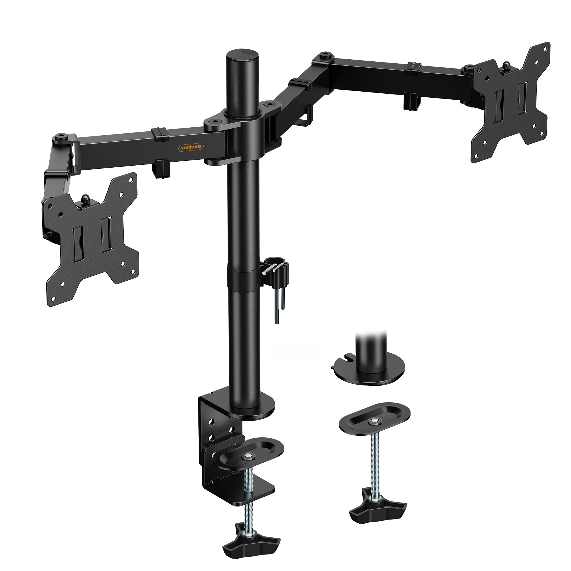 VonHaus 13-32in Adjustable Dual Monitor Stand – Black