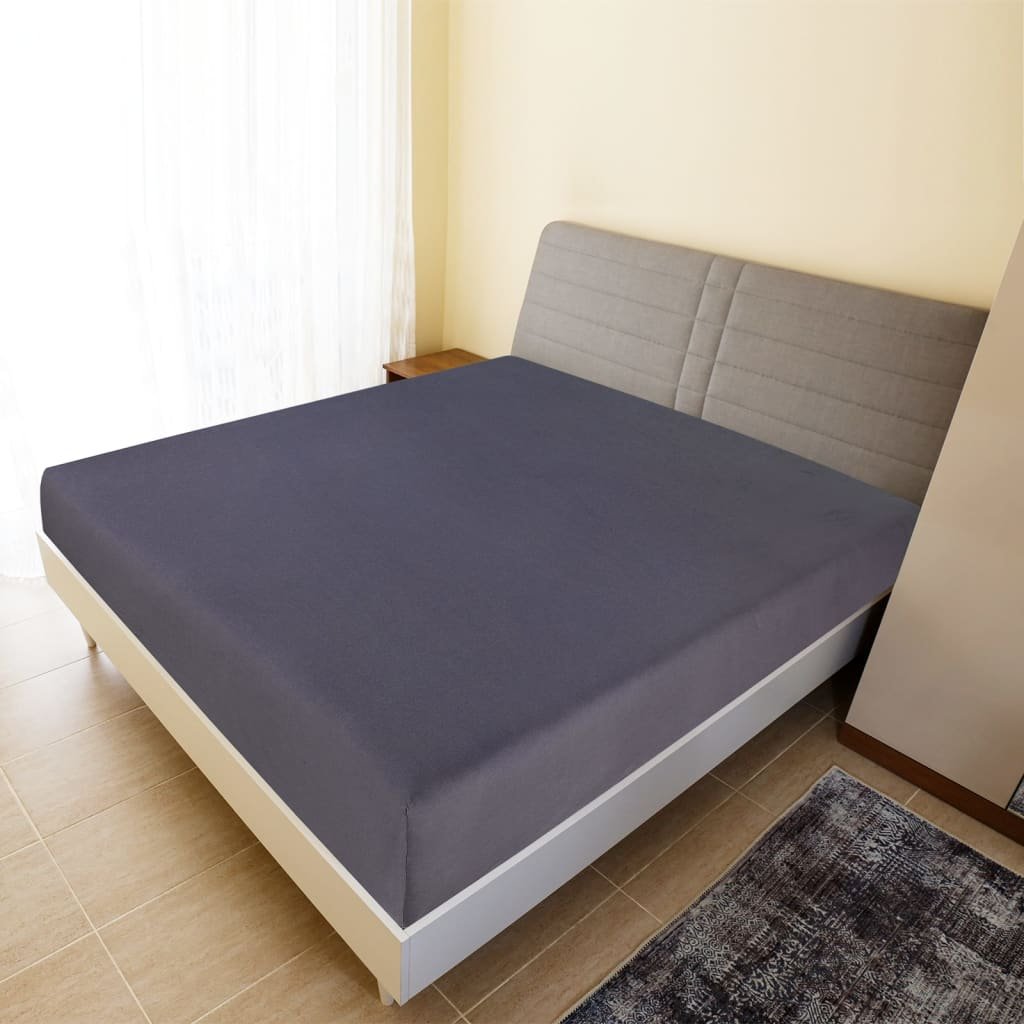 Walplus Pack of 2 Cotton Jersey Fitted Sheets - Anthracite - 140 x 200 cm