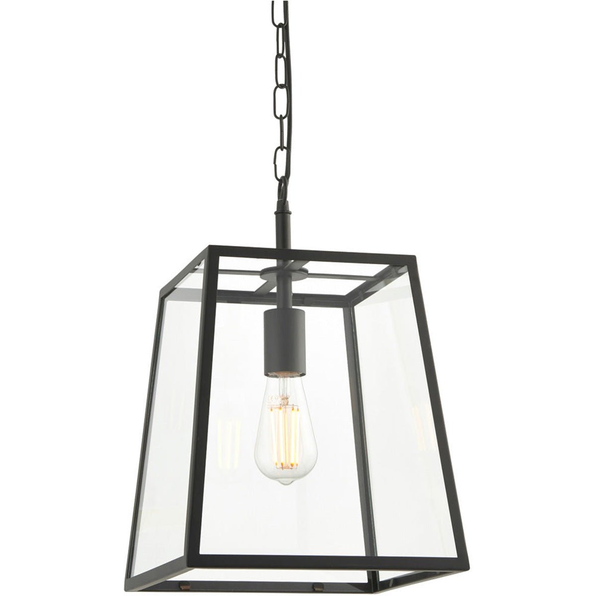 Loops Direct Steel and Glass Ceiling Pendant - Matt Black