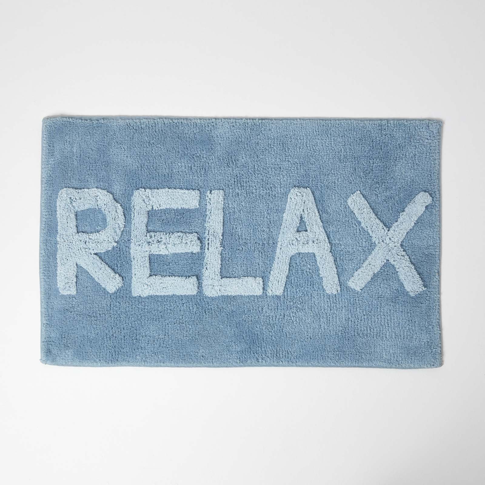 Homescapes Relax Cotton Bath Mat - Blue