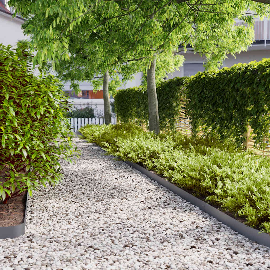 Walplus Pack of 50 Cold-rolled Steel Lawn Edgings - Anthracite - 10 x 103 cm