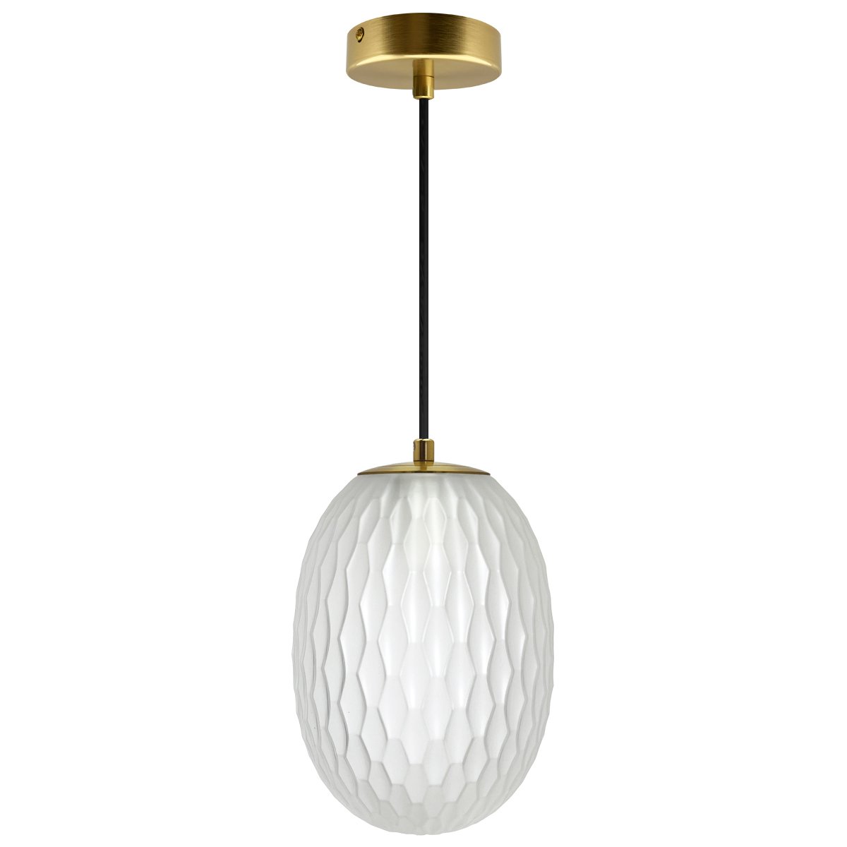 Energy Light Bulbs Oval Textured Glass Ceiling Pendant Light - White