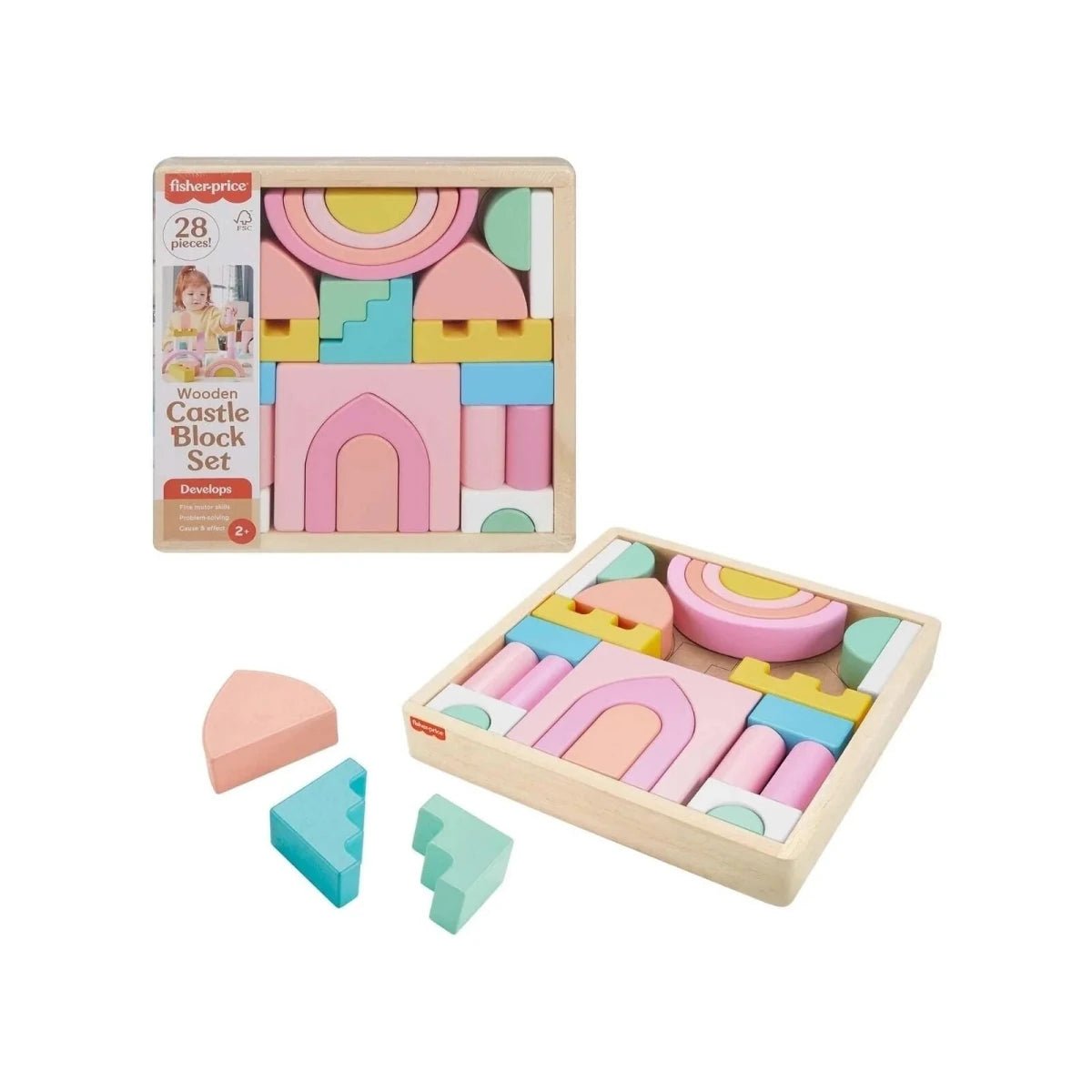 Fisher-Price Wooden Castle Building Block Set