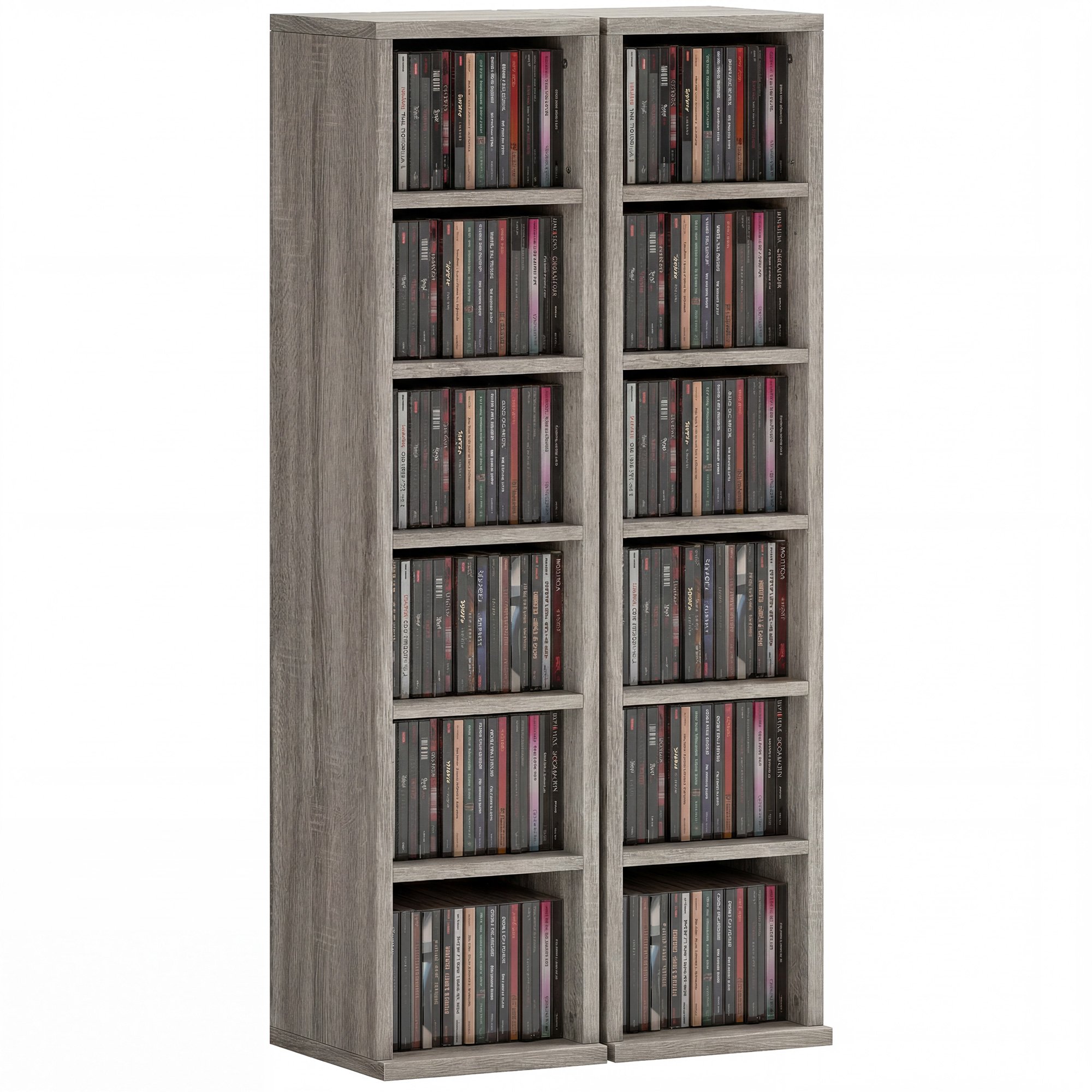 HOMCOM Set of 2 Storage Units with Adjustable Shelves - Distressed Grey