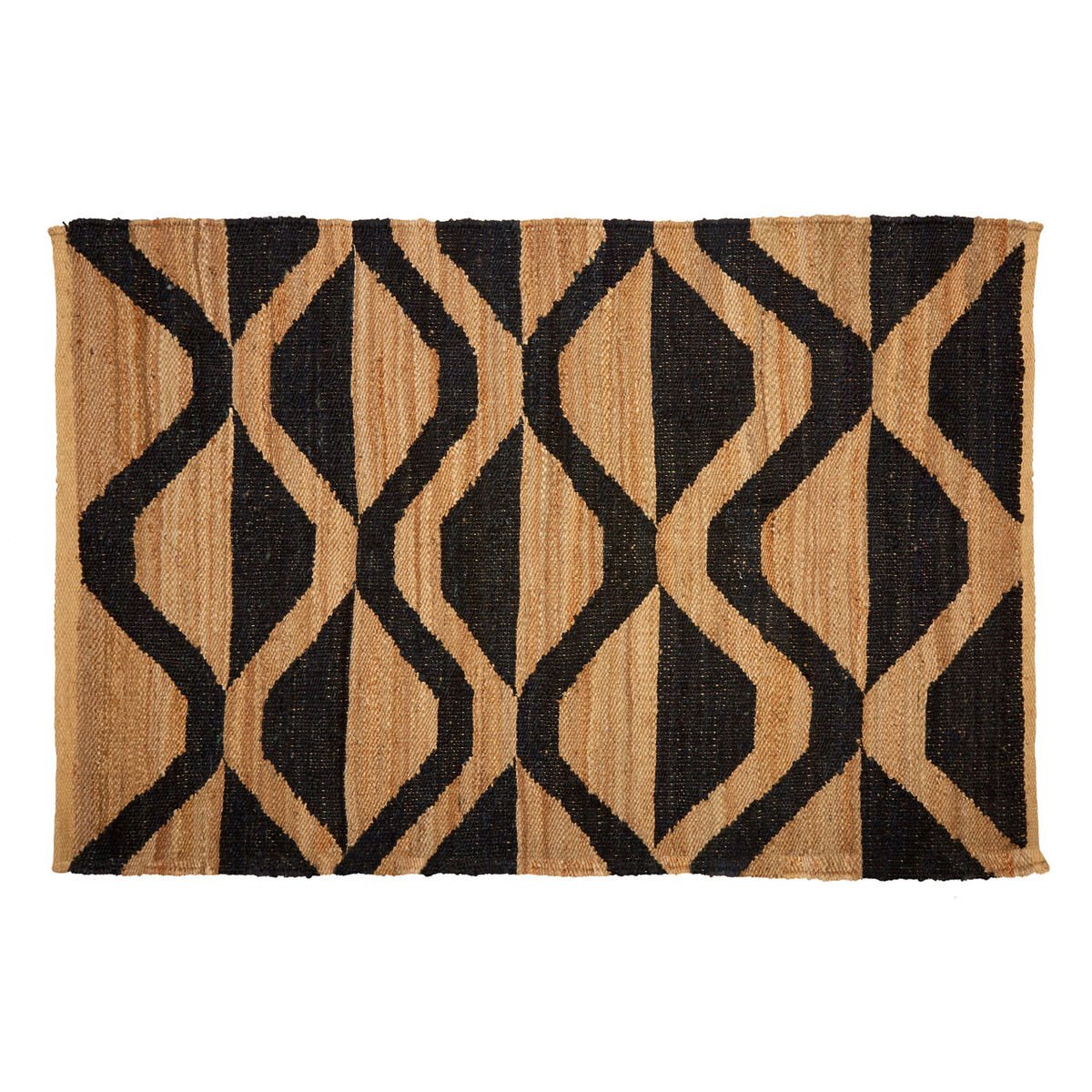Orsina Natural and Black Bosie Patterned and Printed Rug - 150 x 240cm