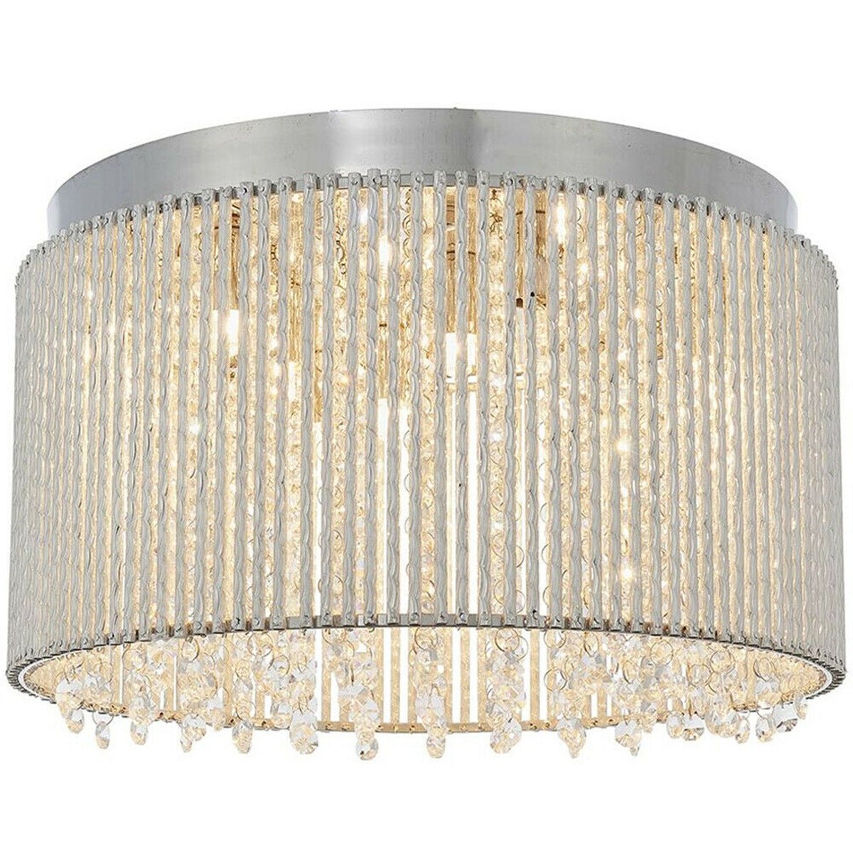 Loops Direct Steel and Aluminium Alloy Flush Ceiling Light - Chrome and Crystal