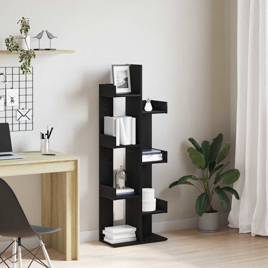 Walplus 8 Tier Engineered Wood Bookcase - Dark Oak - 48 x 25.5 x 140 cm
