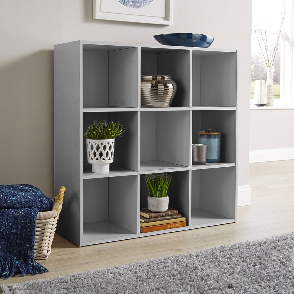 Home Source 9 Cube Storage Shelving Unit - Grey
