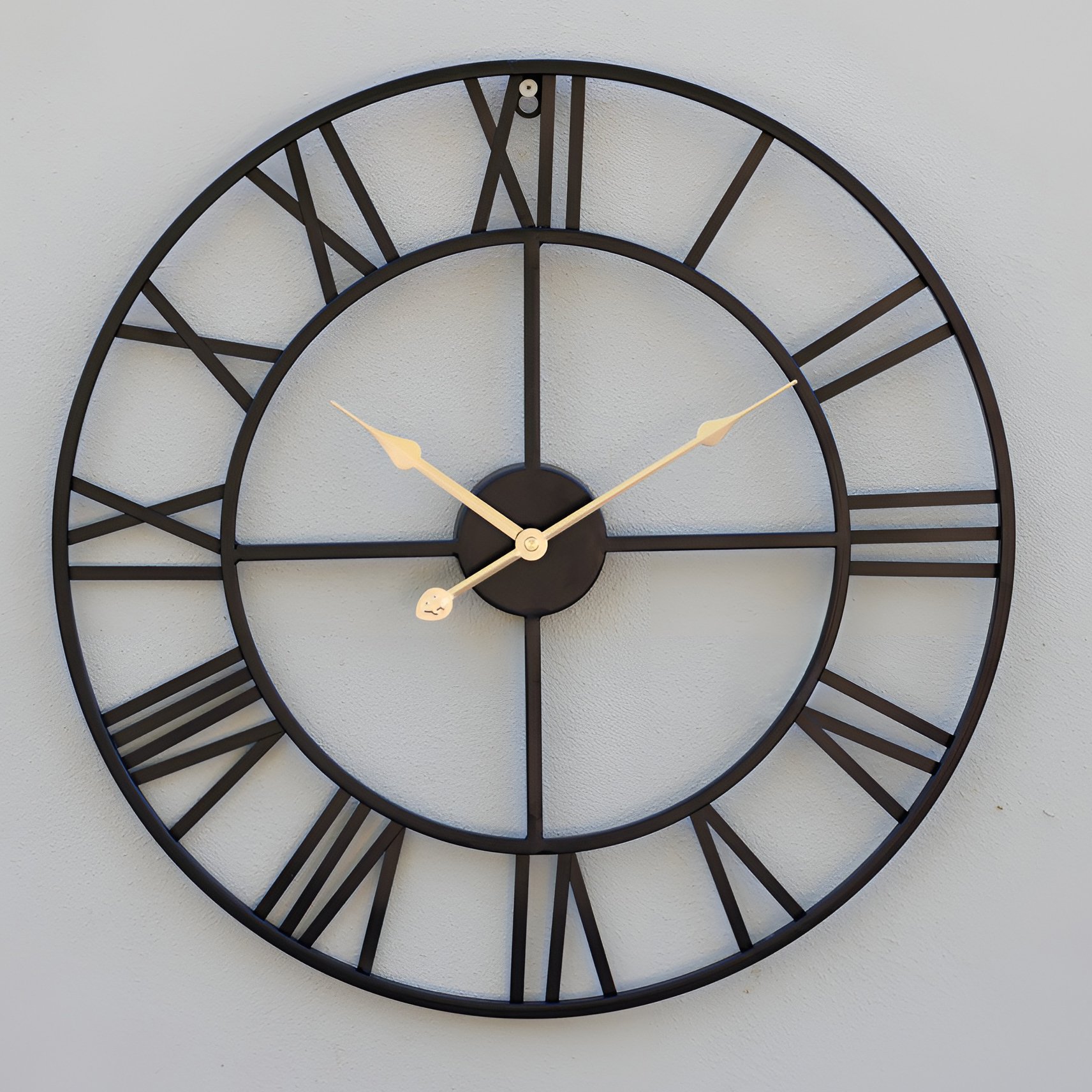 Primrose 50cm Open Dial Skeleton Wall Clock with Gold Hands - Black