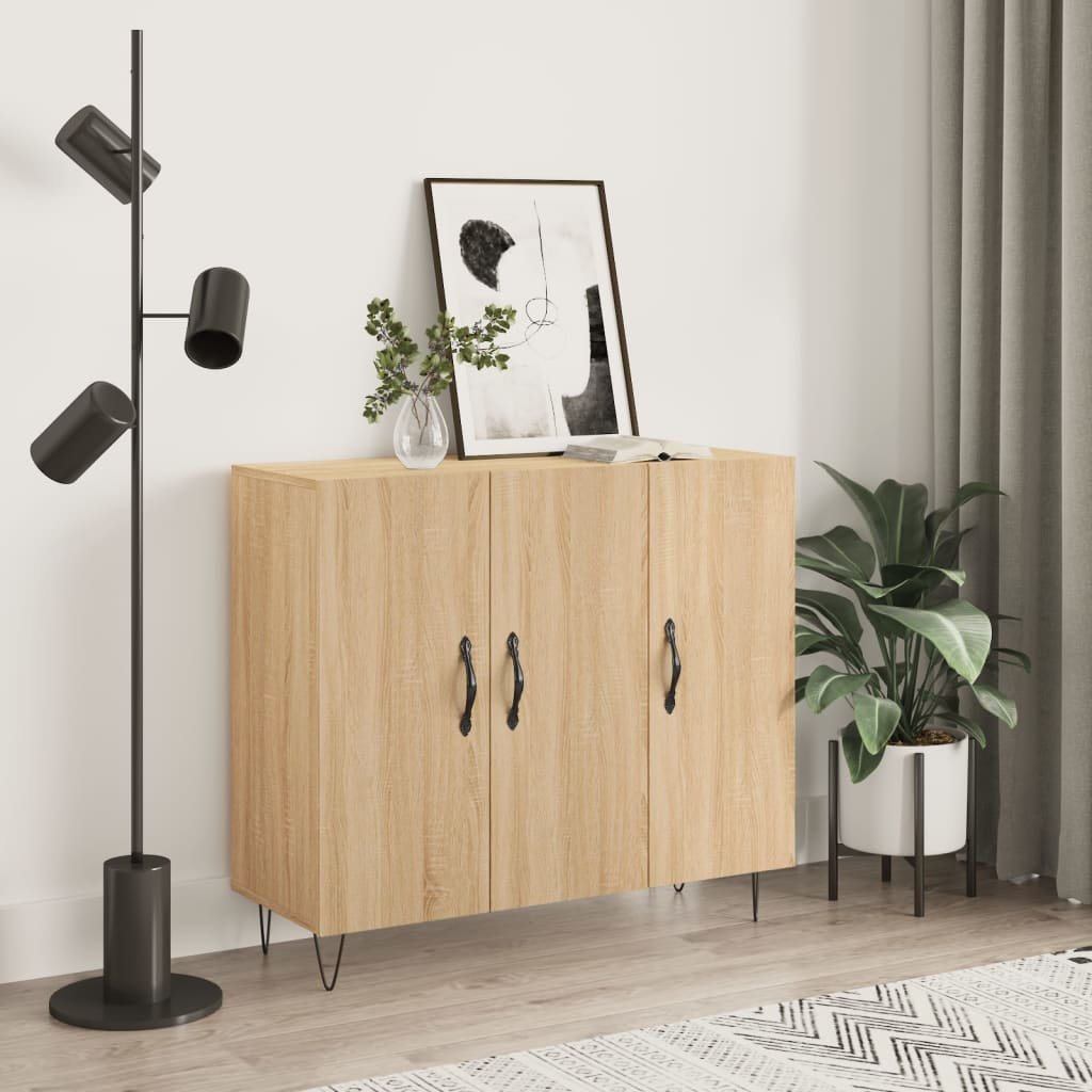 Walplus Engineered Wood Sideboard - Sonoma Oak - 90 x 34 x 80 cm
