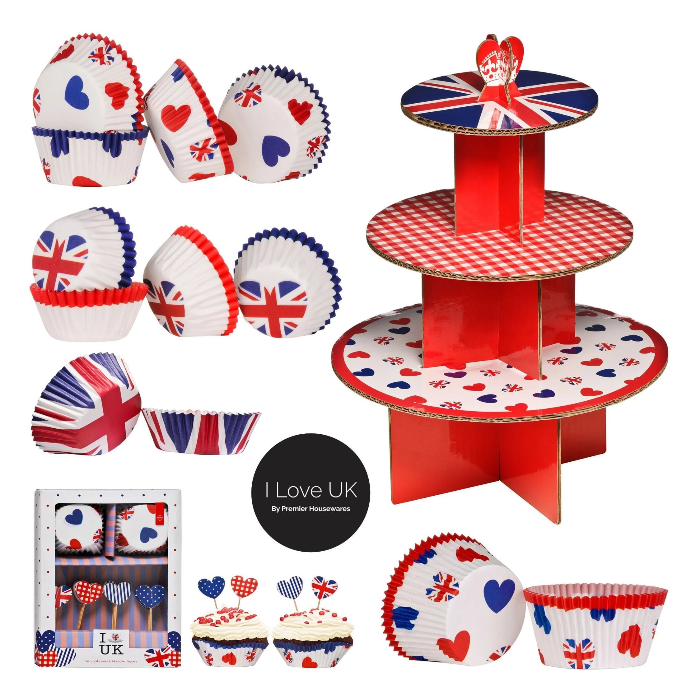 Orsina Diva I Love UK Union Jack Large Cupcake Cases - Multicoloured