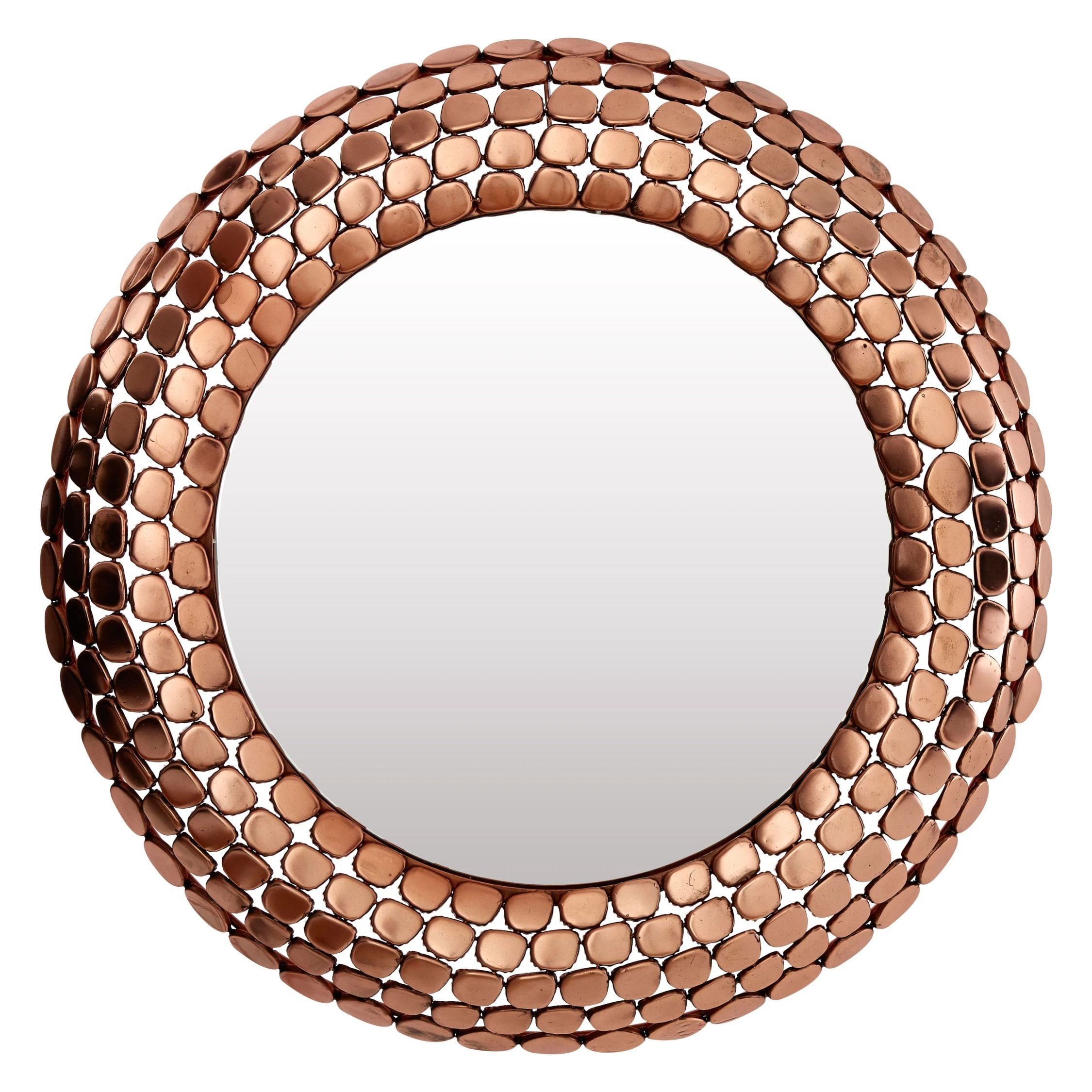 Orsina Templar Pebble Design Copper Finish Round Wall Mirror – Gold