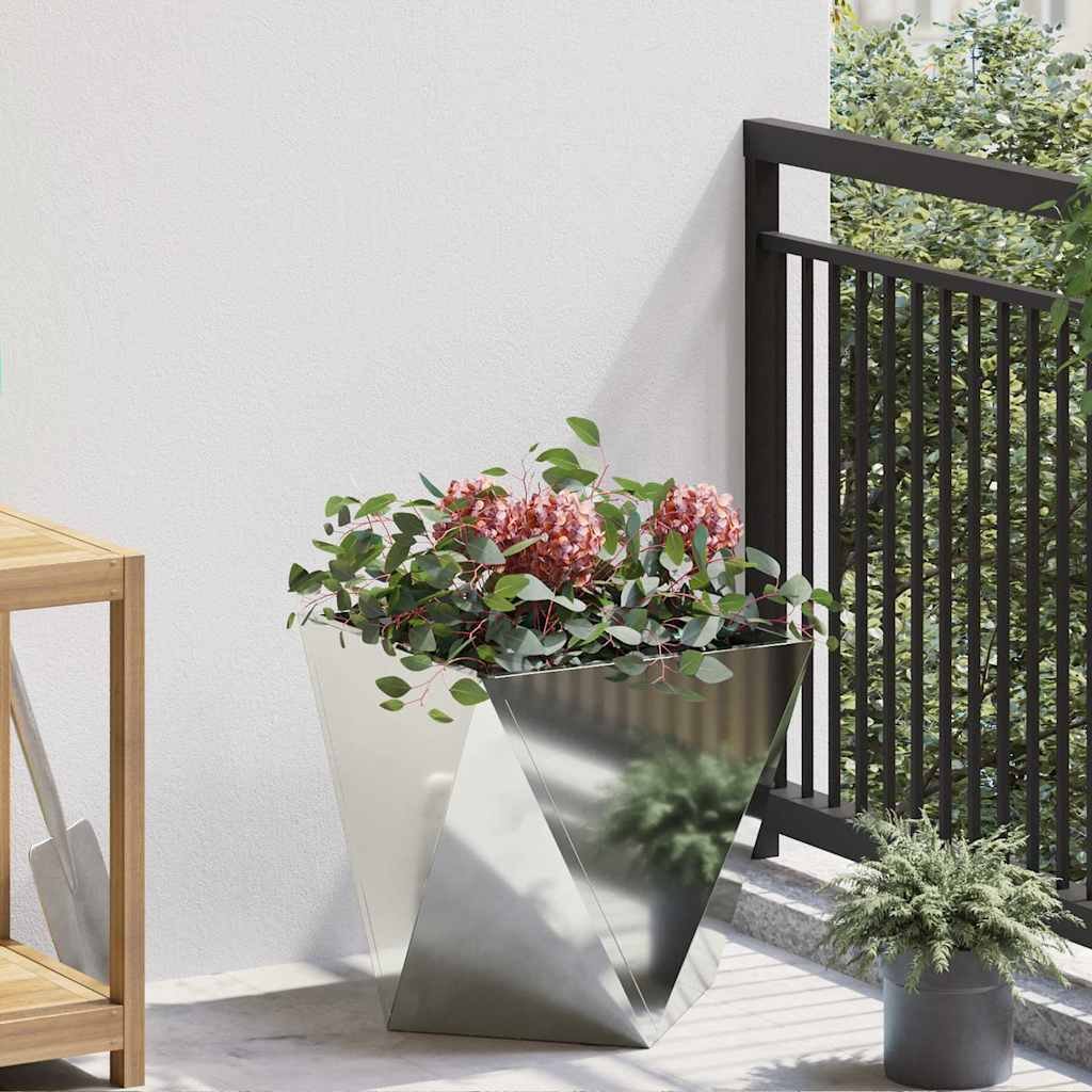 Walplus Galvanised Steel Garden Planter - Silver - 40 x 40 x 40 cm