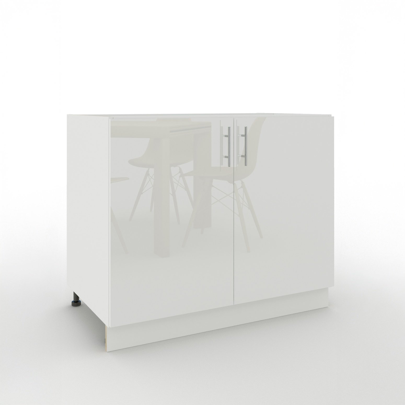 JD Greta 1000mm Adjustable Leg Base Cabinet with 2 Doors - White Gloss