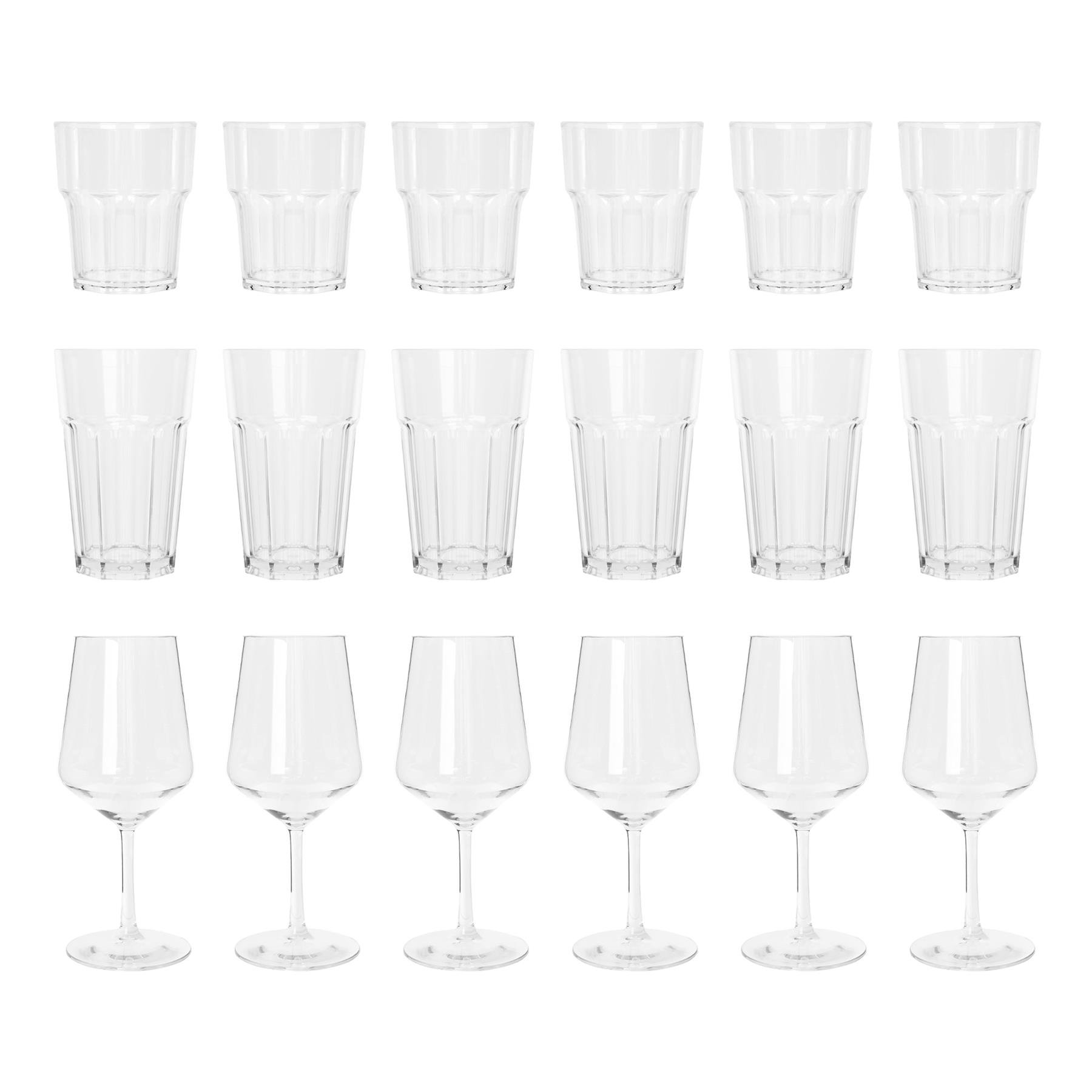 Argon Tableware 18 Piece Reusable Plastic Glassware Set