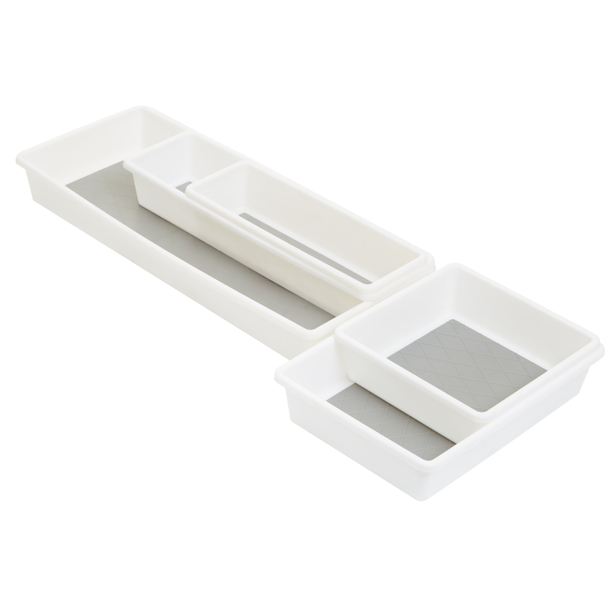 Orsina Romm Set of 5 Plastic Drawer Organiser - White & Grey