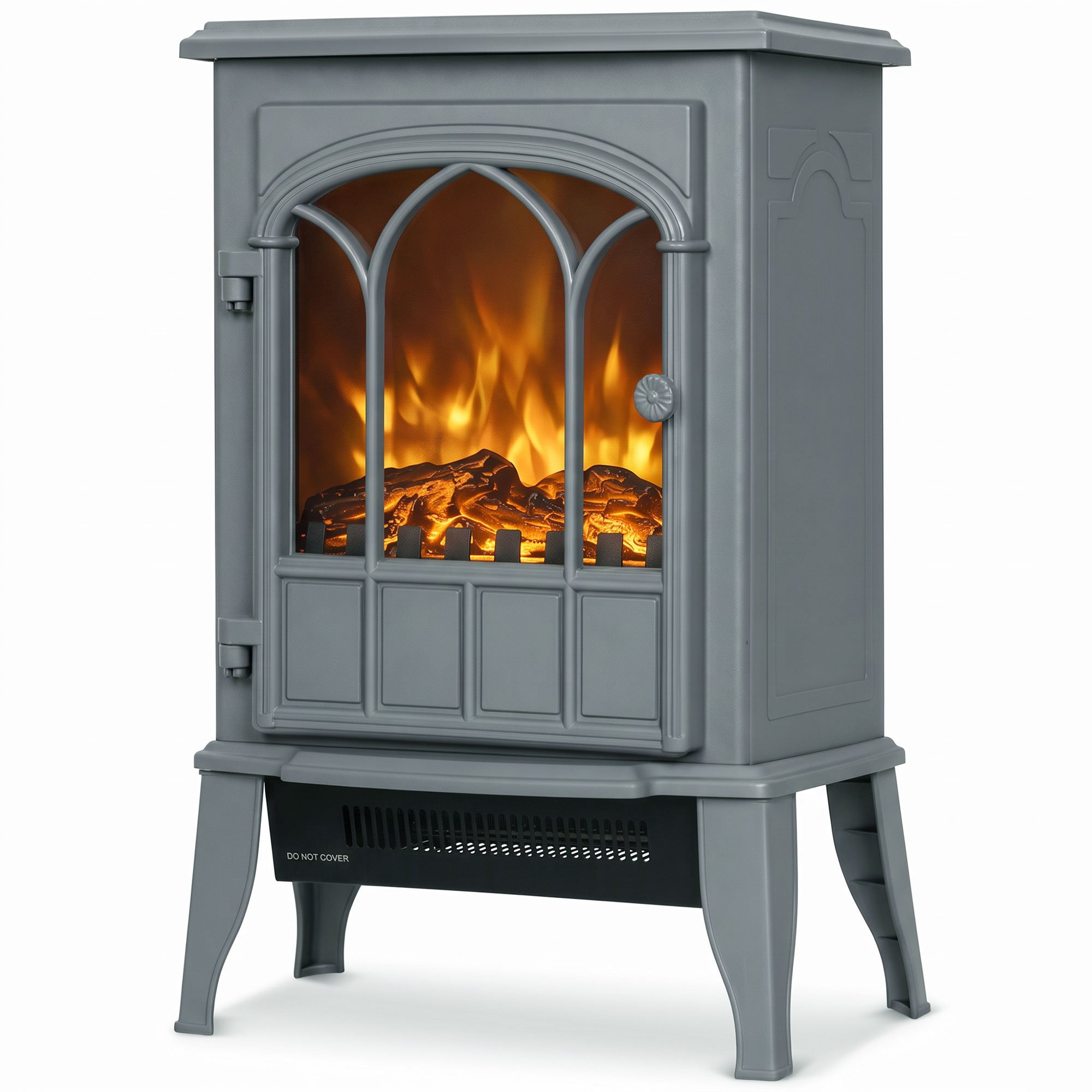 HOMCOM Freestanding Electric Fireplace with LED Flame Effect - Grey