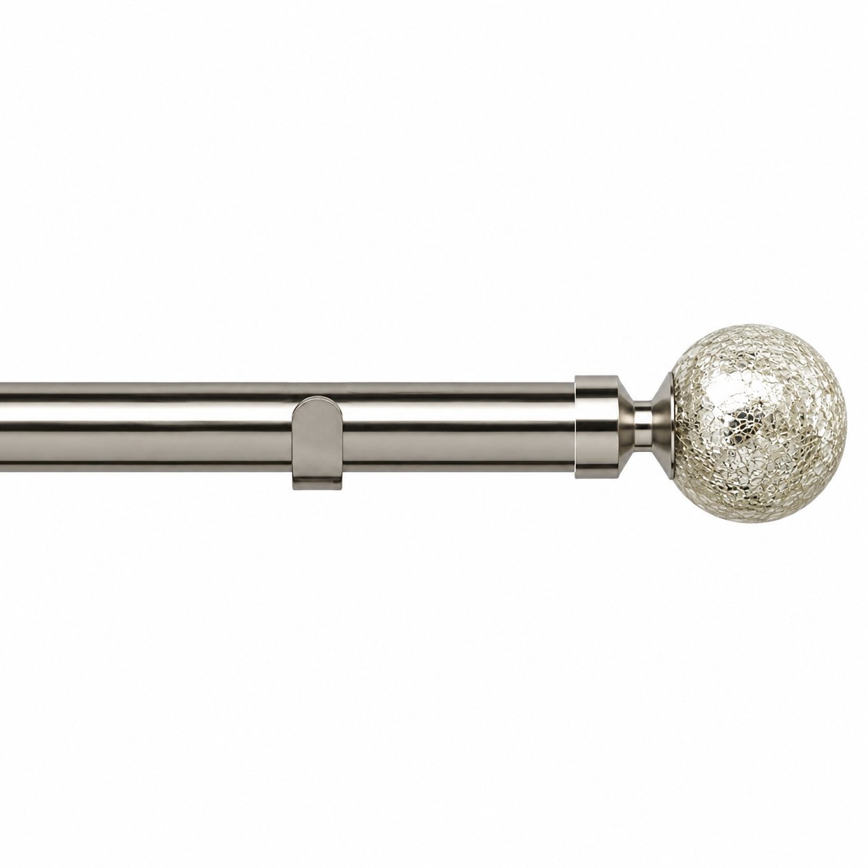 New Edge Blinds 28mm Satin Silver Empire Fixed Eyelet Curtain Pole - 190cm