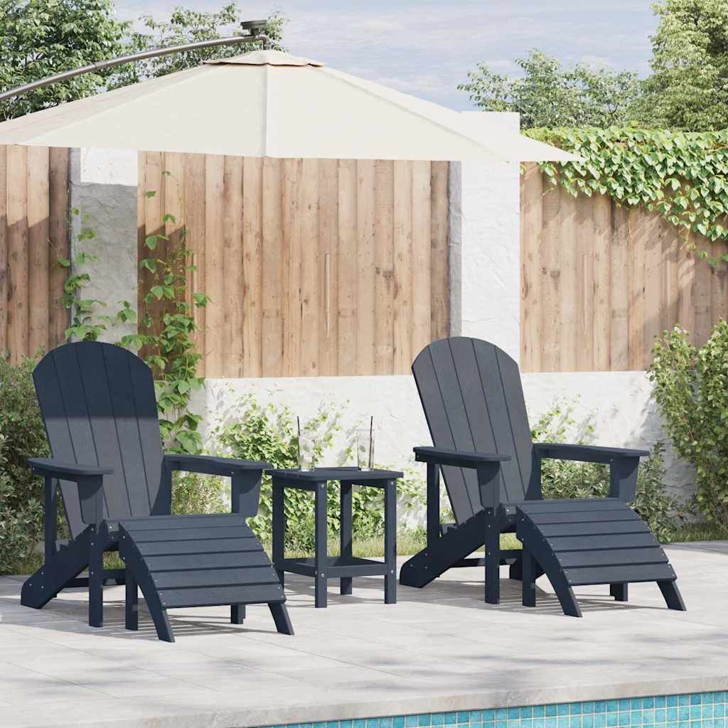 Walplus 3 Piece Polyethylene Garden Chairs - Navy - 83 x 74 x 92 cm