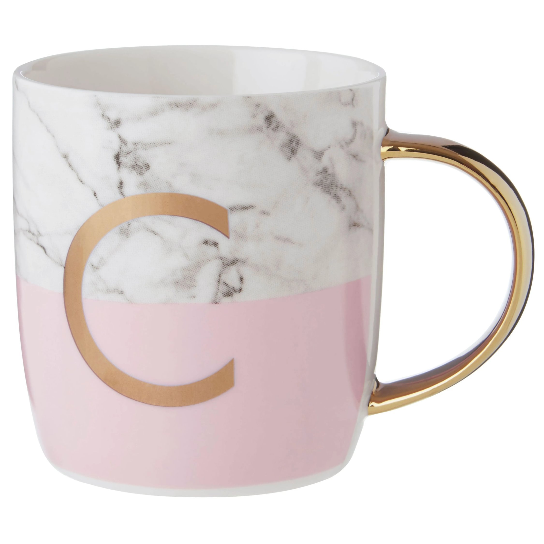 Orsina Frosted Deco C Marble Effect Monogram Mug – Pink