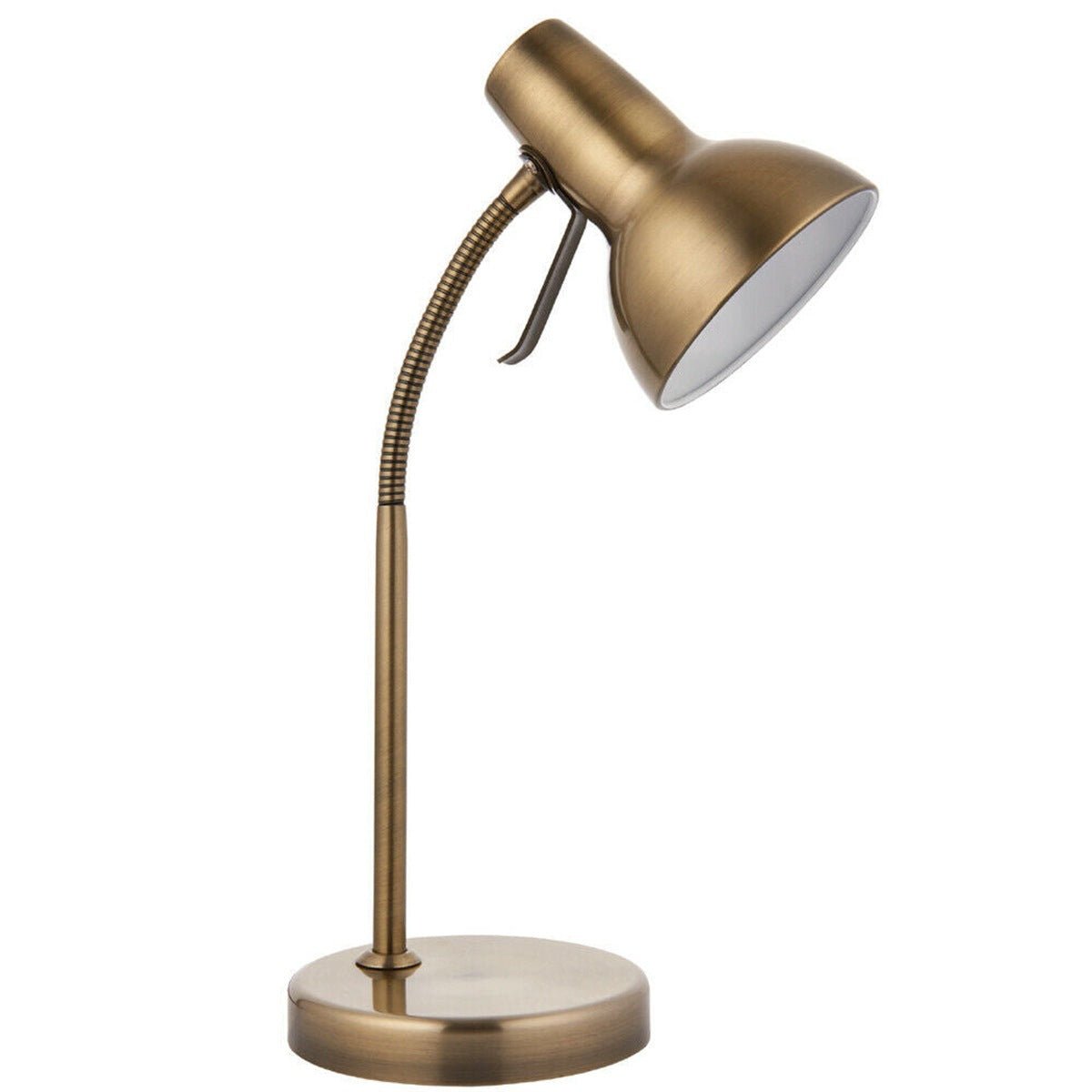 Loops Direct Steel Adjustable Neck Table Lamp - Antique Brass