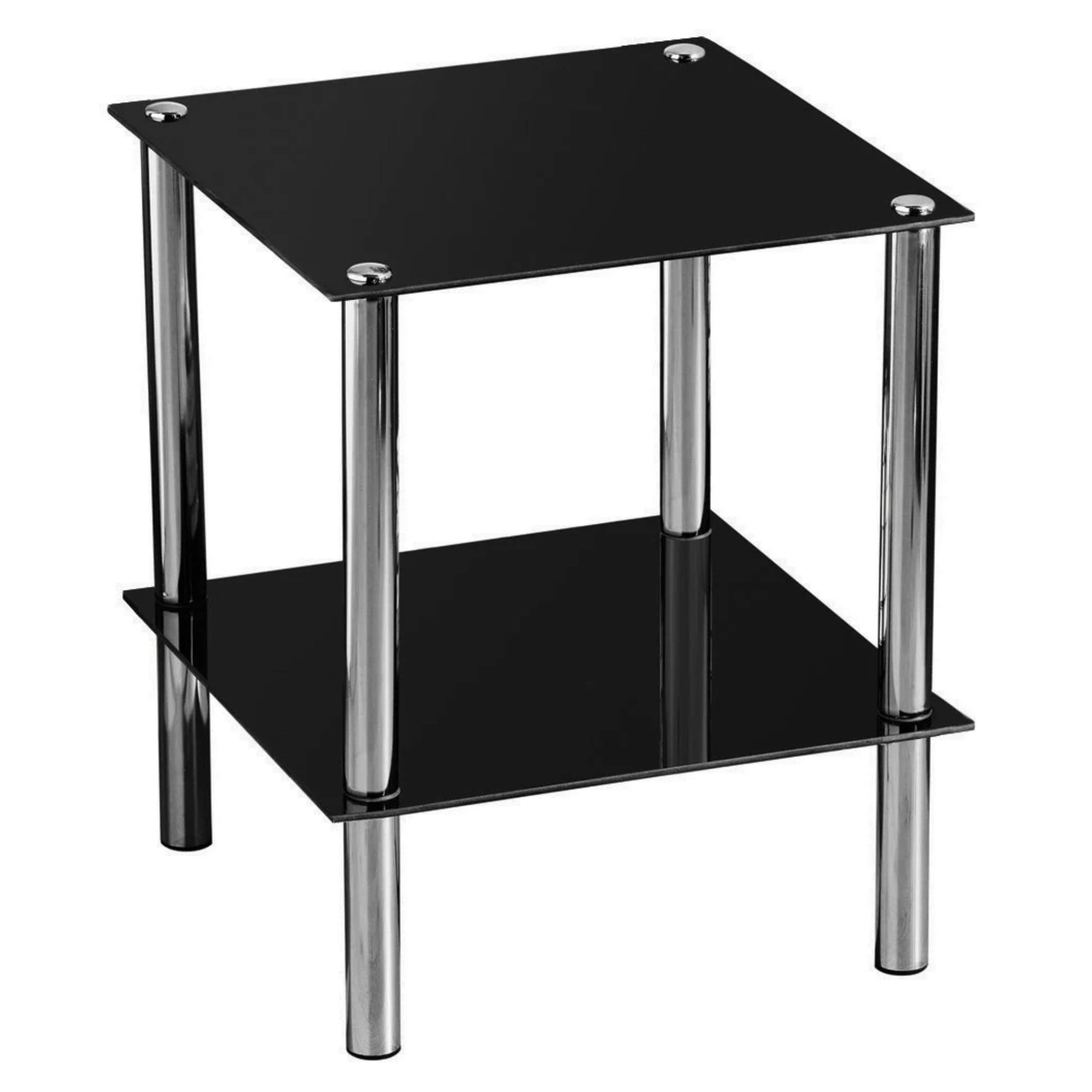 Orsina Adam 2-Tier Glass End Table - Black