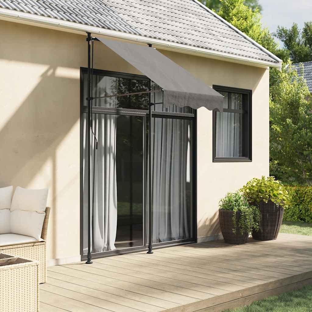 Walplus Polyester Retractable Awning - Anthracite - 100 x 150 cm