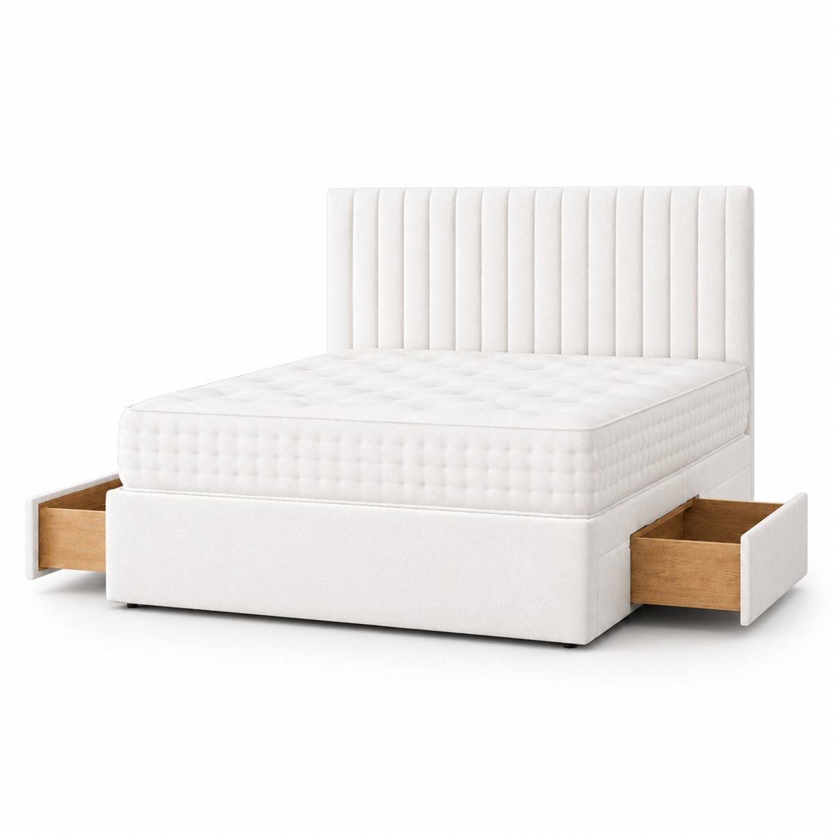 Comfy Deluxe 4ft6 Double    2 Drawer Suede  Divan Bed Set - White