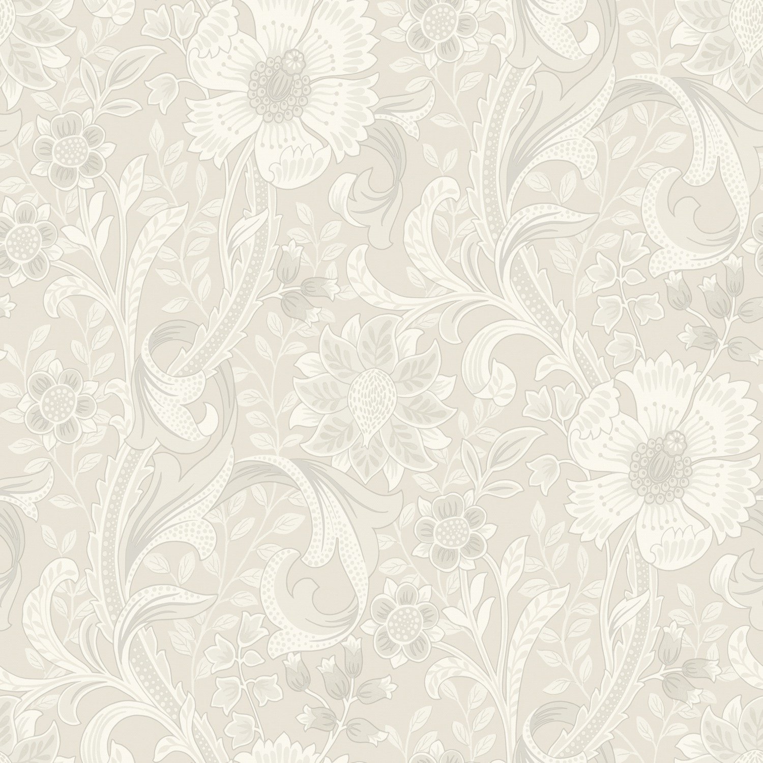 Grandeco Boutique Traditional Floral Trail PVC-free Eco Wallpaper - Off White