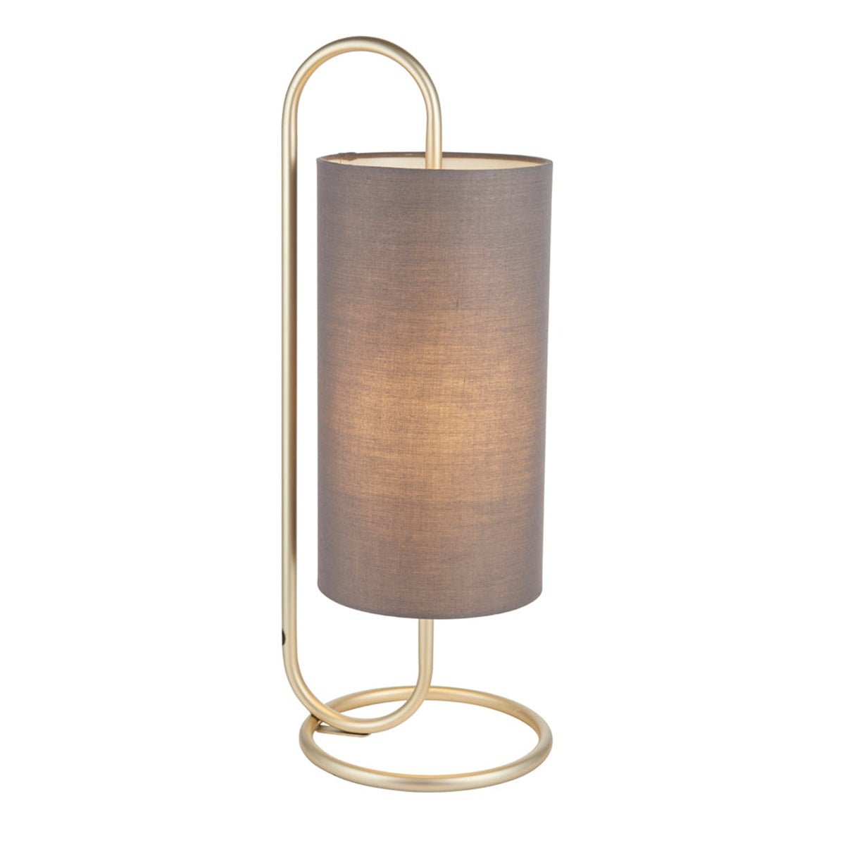 Loops Direct Steel and Fabric Table Lamp - Antique Brass and Grey
