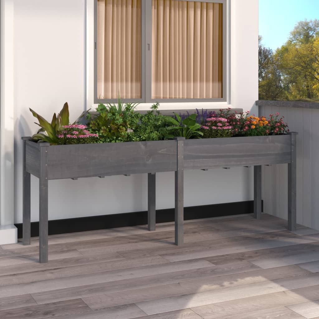 Walplus Firwood Garden Planter - Grey - 203 x 53 x 76 cm